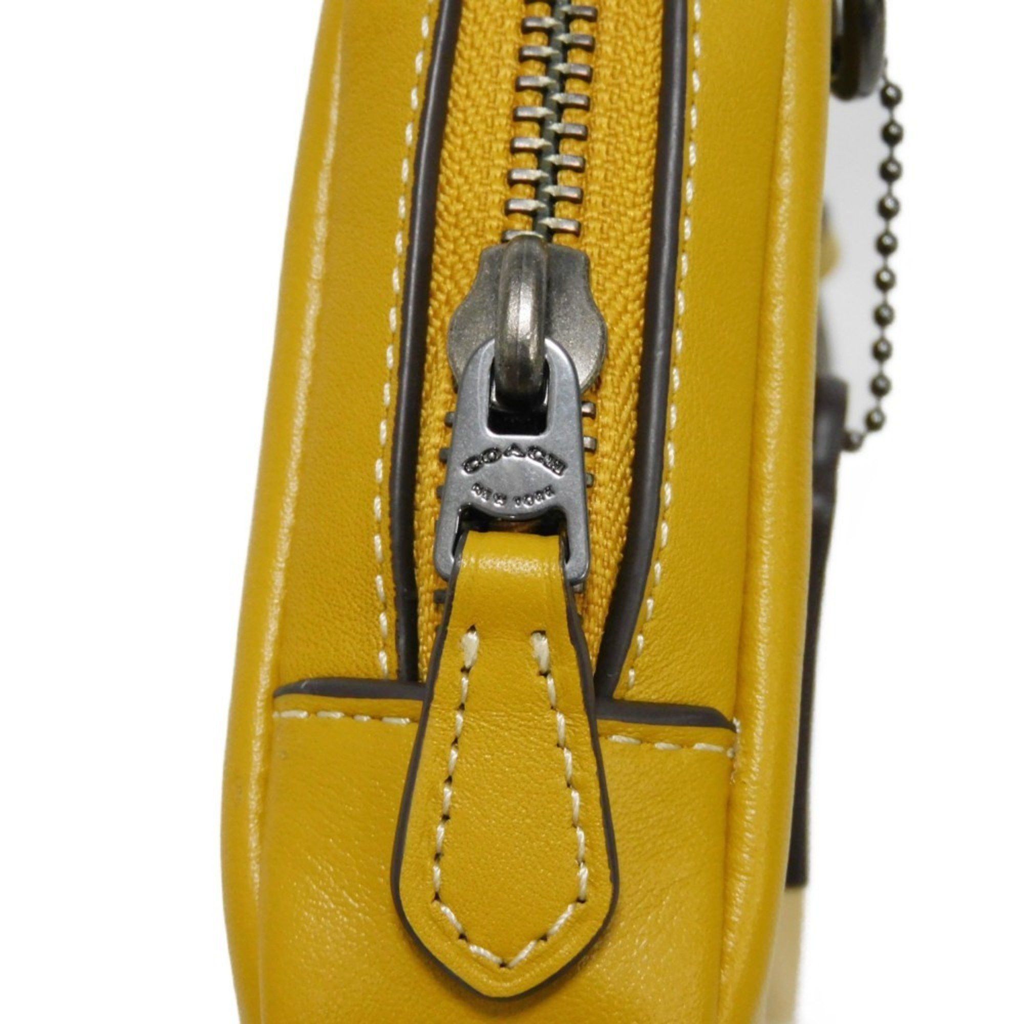 Coach COACH Shoulder Bag Carrier Phone Crossbody Smooth Calf Yellow Pochette Embossed Flax CM170 Men's Size ONE SIZE - 8 Thumbnail