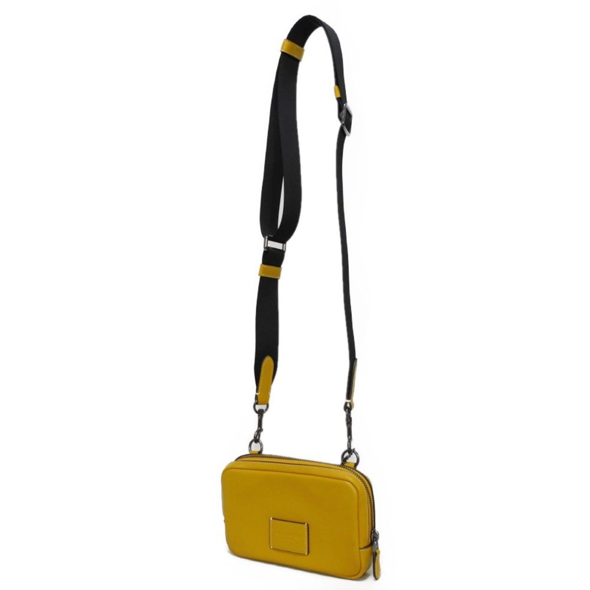 Coach COACH Shoulder Bag Carrier Phone Crossbody Smooth Calf Yellow Pochette Embossed Flax CM170 Men's Size ONE SIZE - 2 Thumbnail