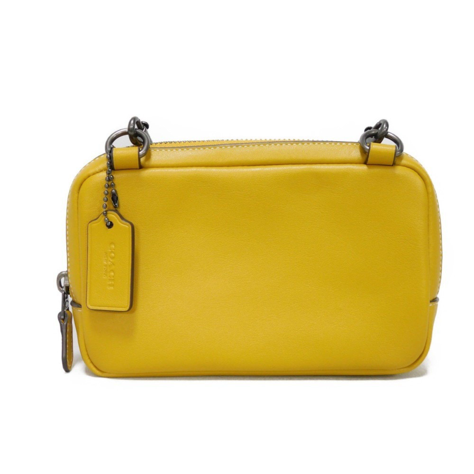 Coach COACH Shoulder Bag Carrier Phone Crossbody Smooth Calf Yellow Pochette Embossed Flax CM170 Men's Size ONE SIZE - 4 Thumbnail
