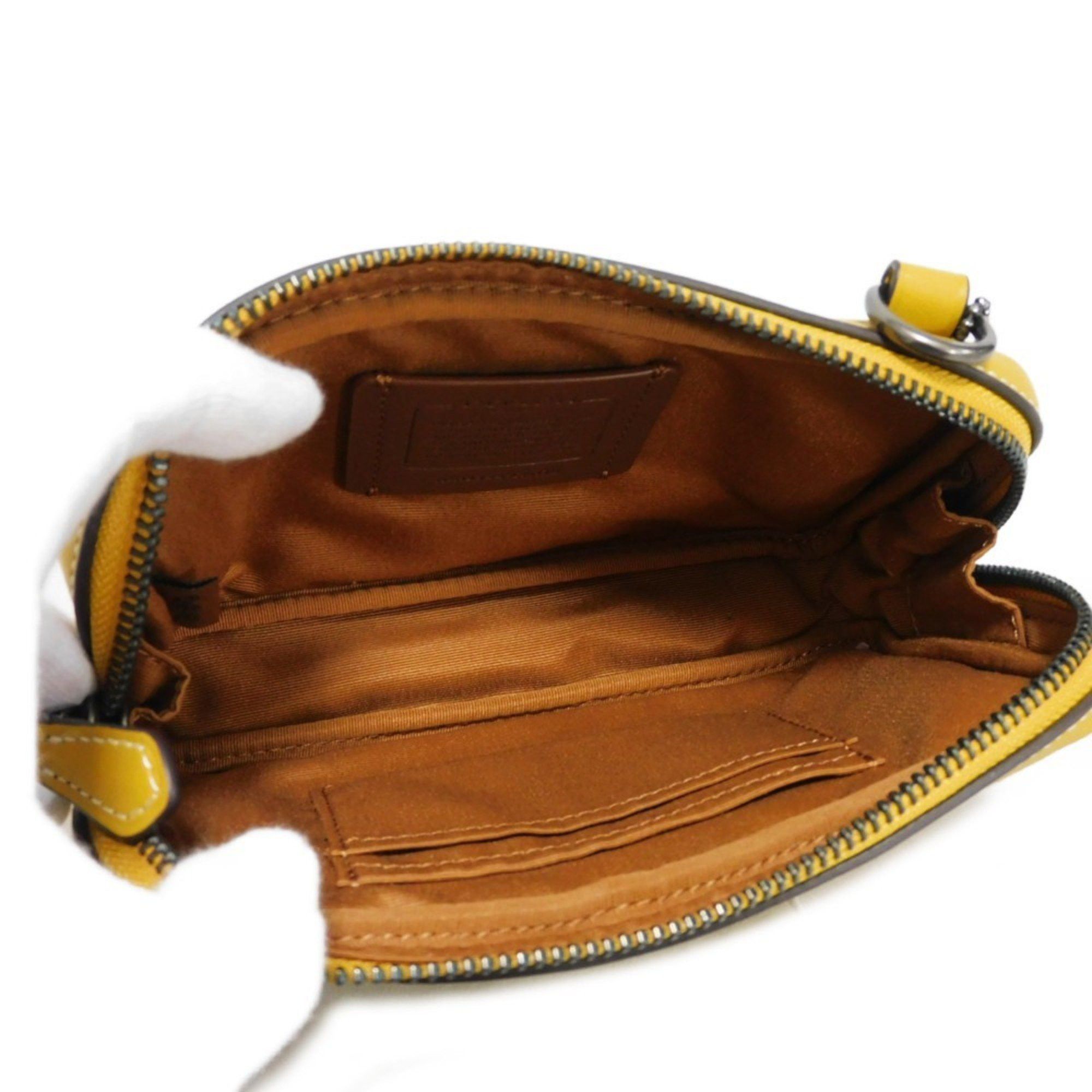 Coach COACH Shoulder Bag Carrier Phone Crossbody Smooth Calf Yellow Pochette Embossed Flax CM170 Men's Size ONE SIZE - 5 Thumbnail