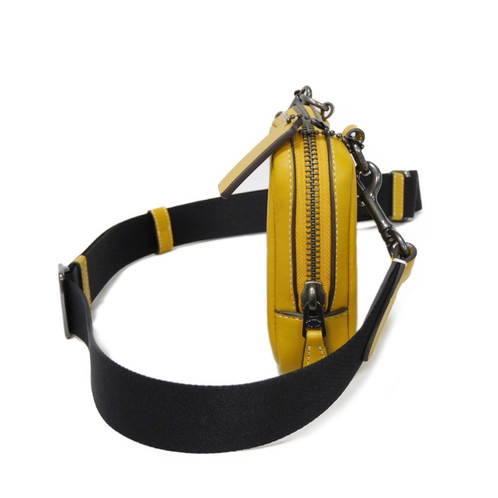 Coach COACH Shoulder Bag Carrier Phone Crossbody Smooth Calf Yellow Pochette Embossed Flax CM170 Men's Size ONE SIZE - 3 Thumbnail