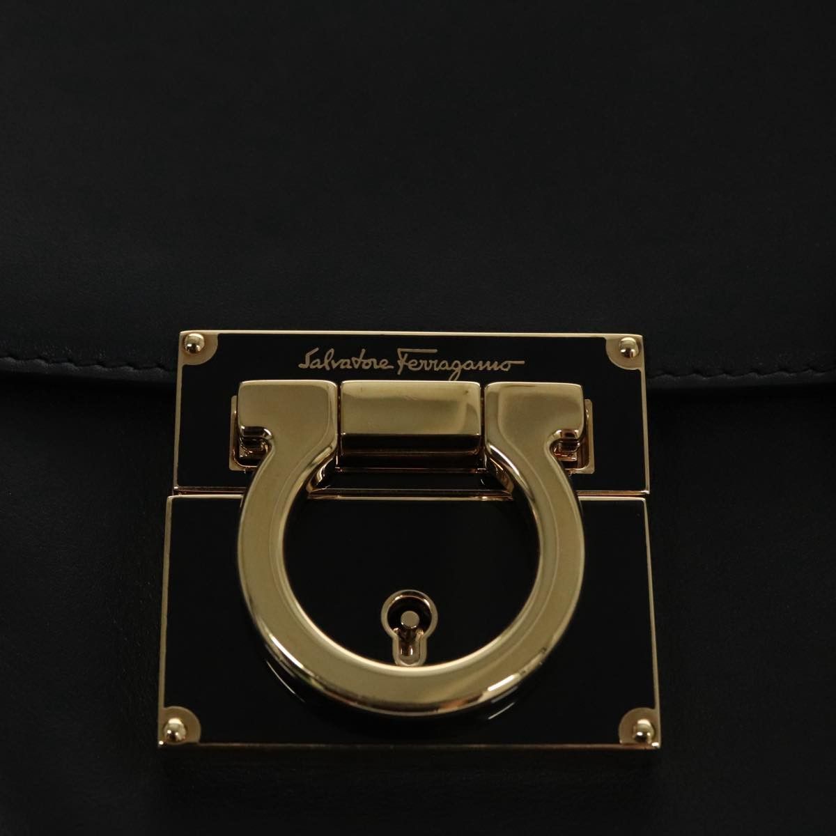Salvatore Ferragamo Sookie Black Leather Handbag (Pre-Owned) Size ONE SIZE - 8 Thumbnail