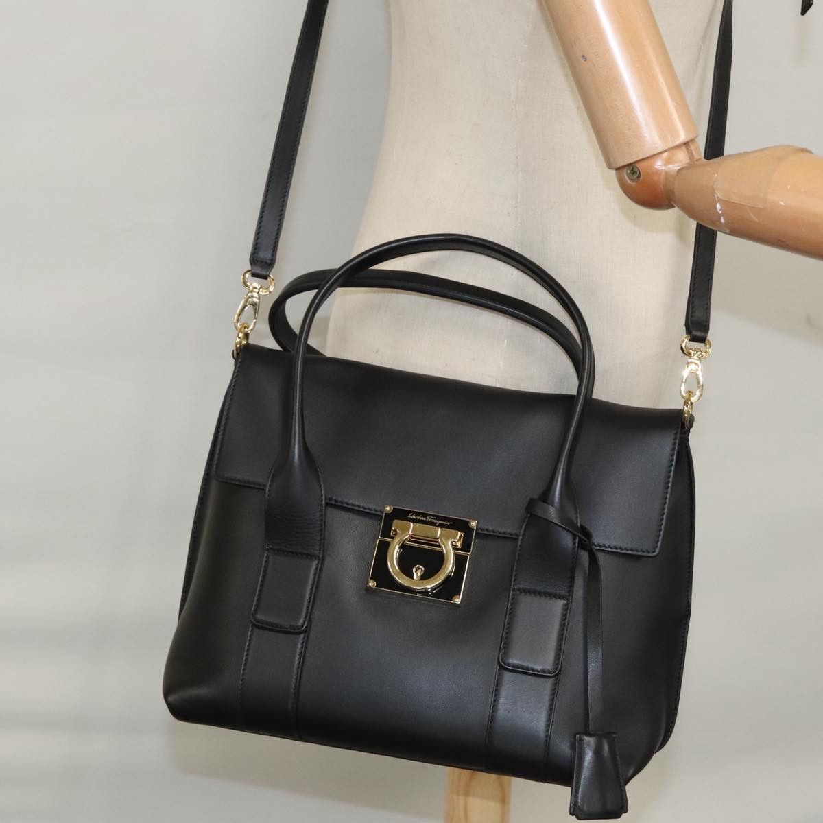 Salvatore Ferragamo Sookie Black Leather Handbag (Pre-Owned) Size ONE SIZE - 13 Thumbnail