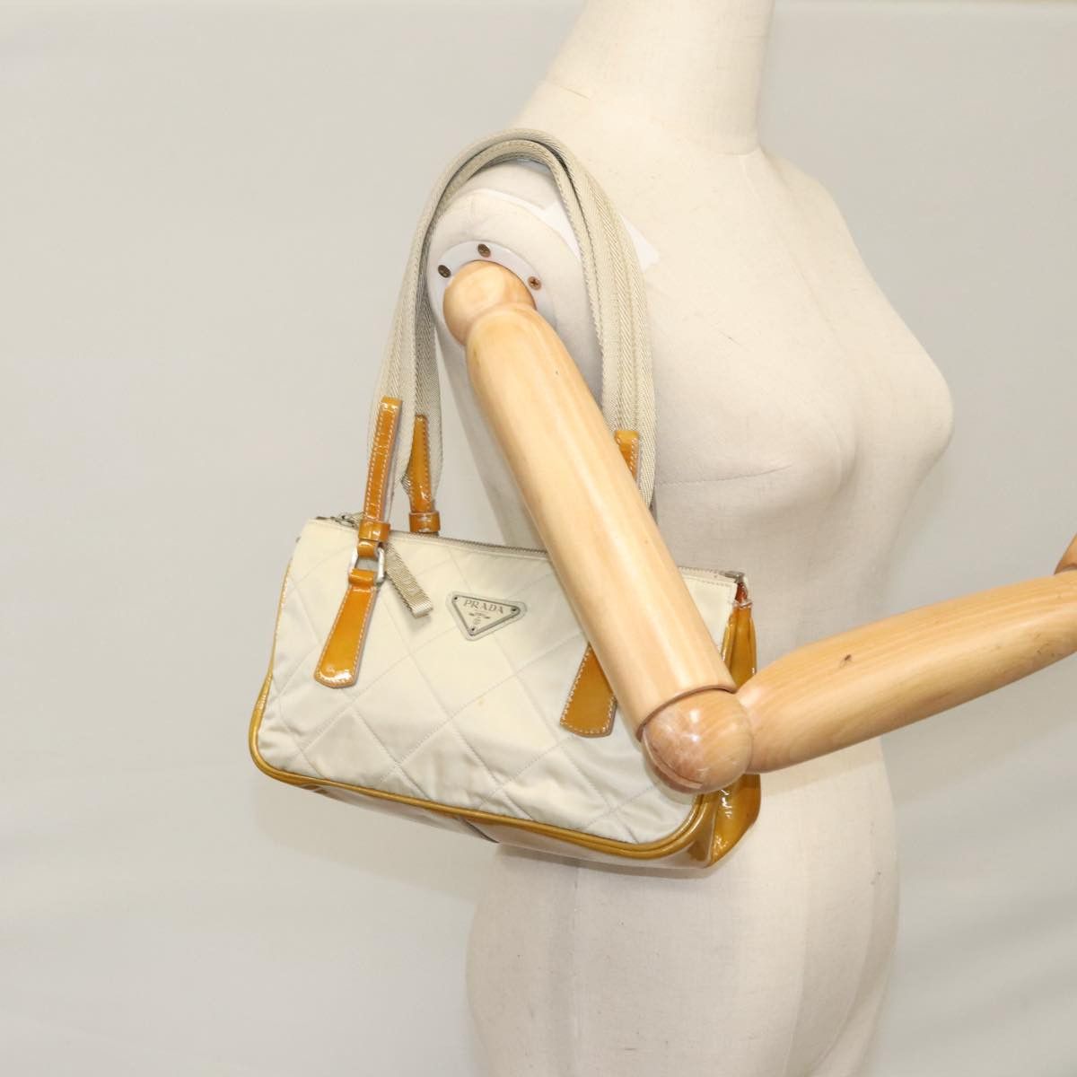 Prada Tessuto Beige Synthetic Shoulder Bag (Pre-Owned) Size ONE SIZE - 12 Thumbnail