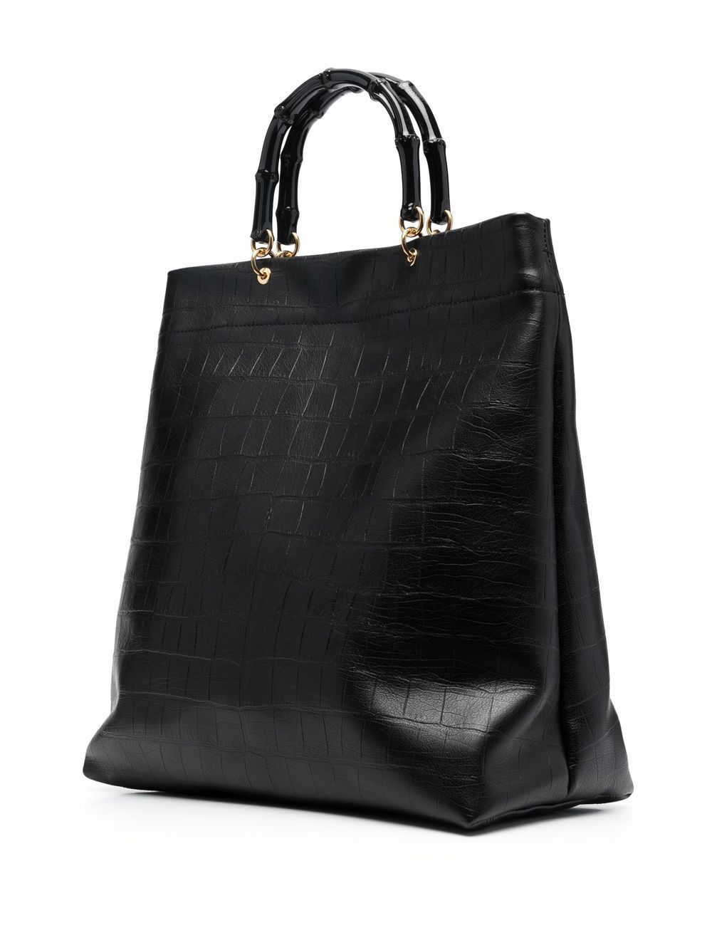 Jil Sander BAMBOO-HANDLE EMBOSSED LEATHER TOTE BAG Size ONE SIZE - 5 Thumbnail
