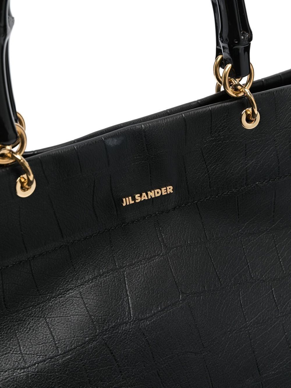 Jil Sander BAMBOO-HANDLE EMBOSSED LEATHER TOTE BAG Size ONE SIZE - 2 Thumbnail