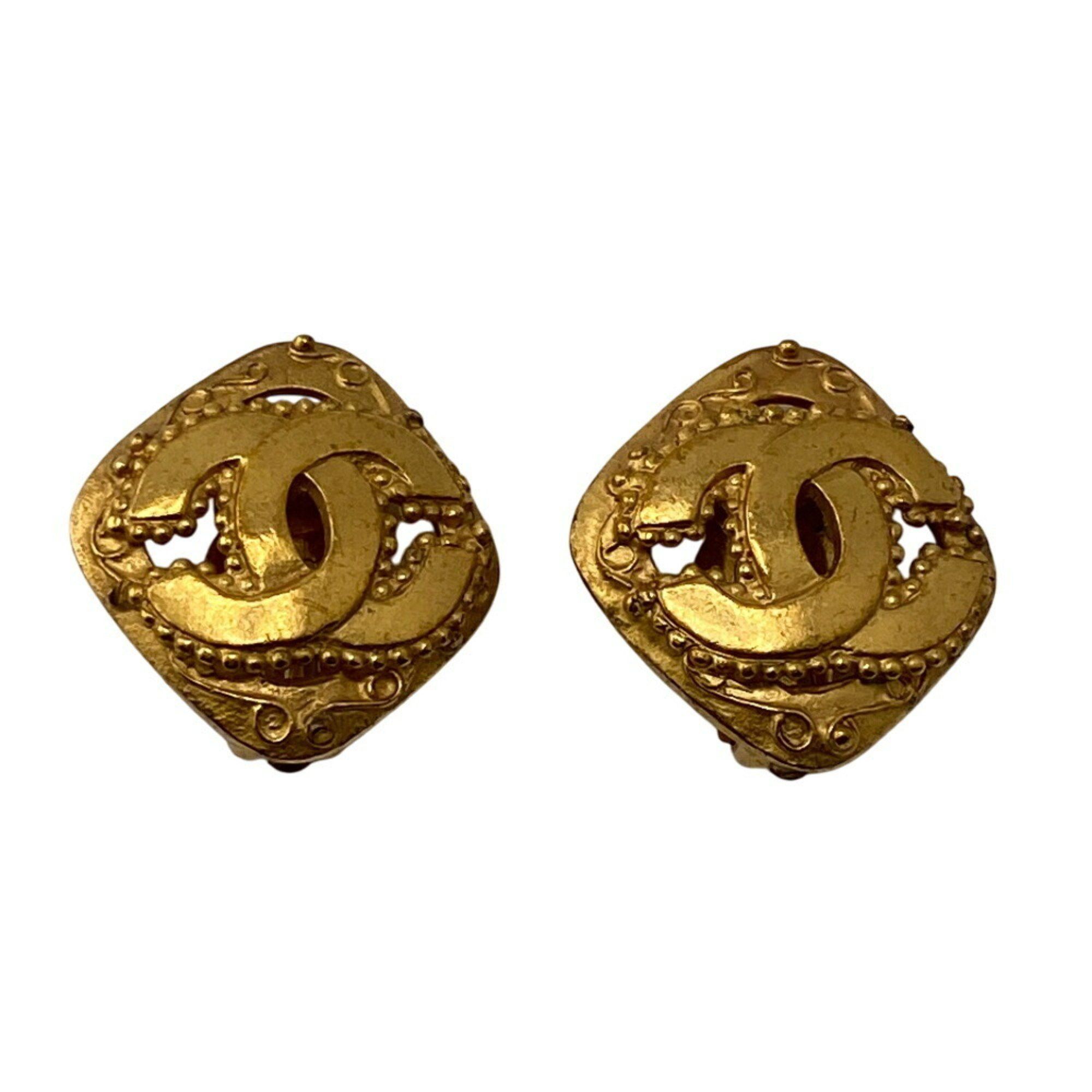 Chanel CHANEL 96A Diamond Coco Mark Earrings Gold Women's Size ONE SIZE - 8 Thumbnail