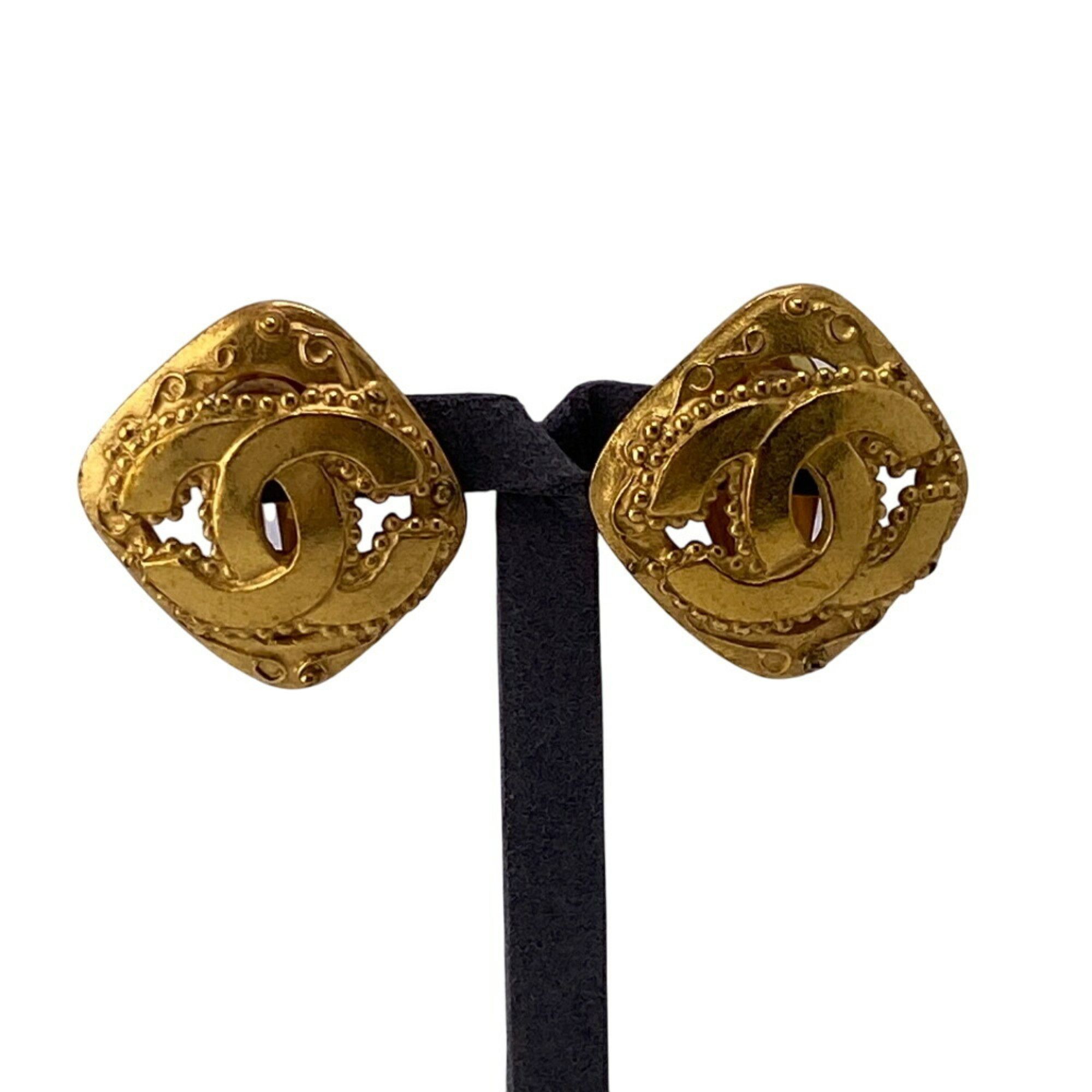 Chanel CHANEL 96A Diamond Coco Mark Earrings Gold Women's Size ONE SIZE - 4 Thumbnail