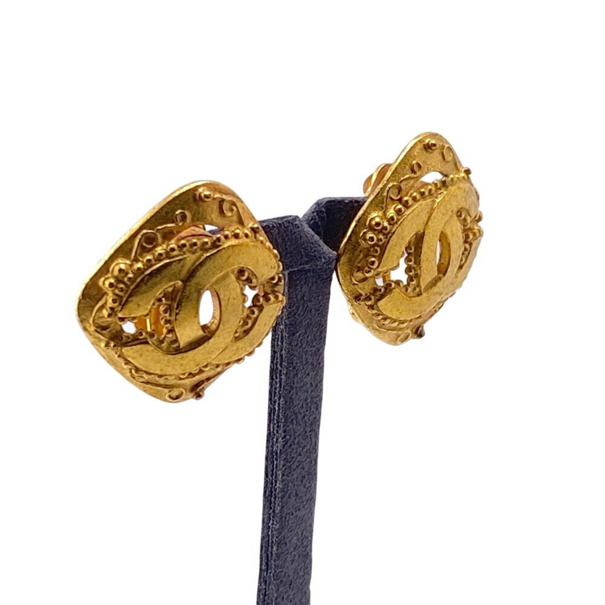 Chanel CHANEL 96A Diamond Coco Mark Earrings Gold Women's Size ONE SIZE - 5 Thumbnail