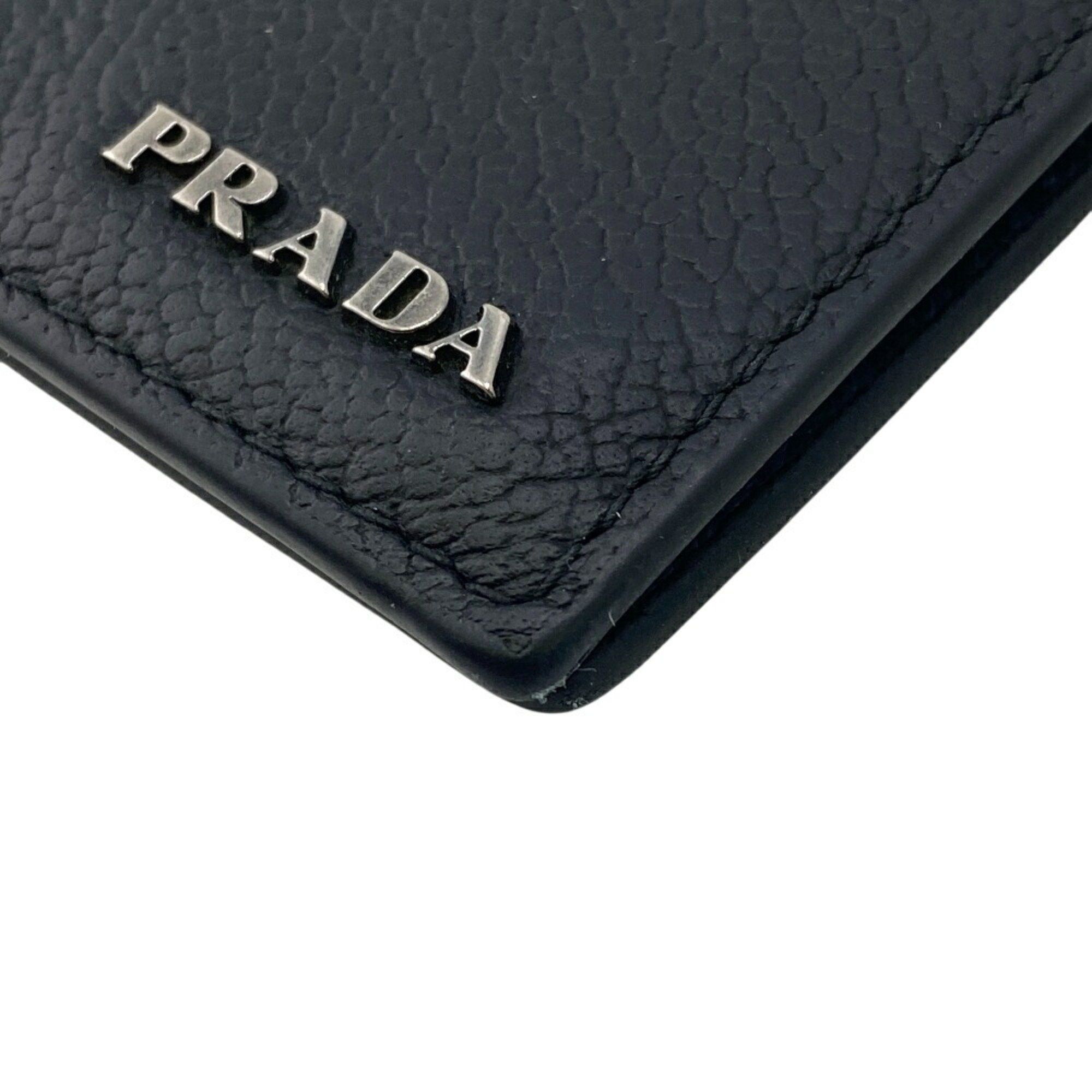 PRADA 2MN077 Business Card Holder/Card Case Saffiano Leather Money Clip Black Men's