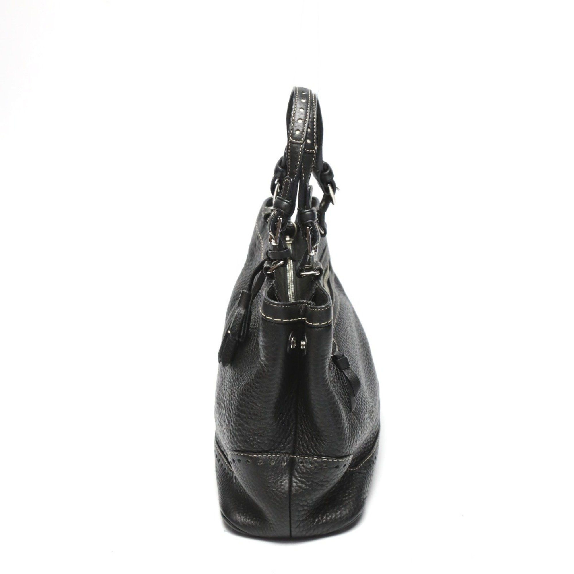 Coach COACH Hamptons Leather 5055 Handbag Black Size ONE SIZE - 4 Thumbnail