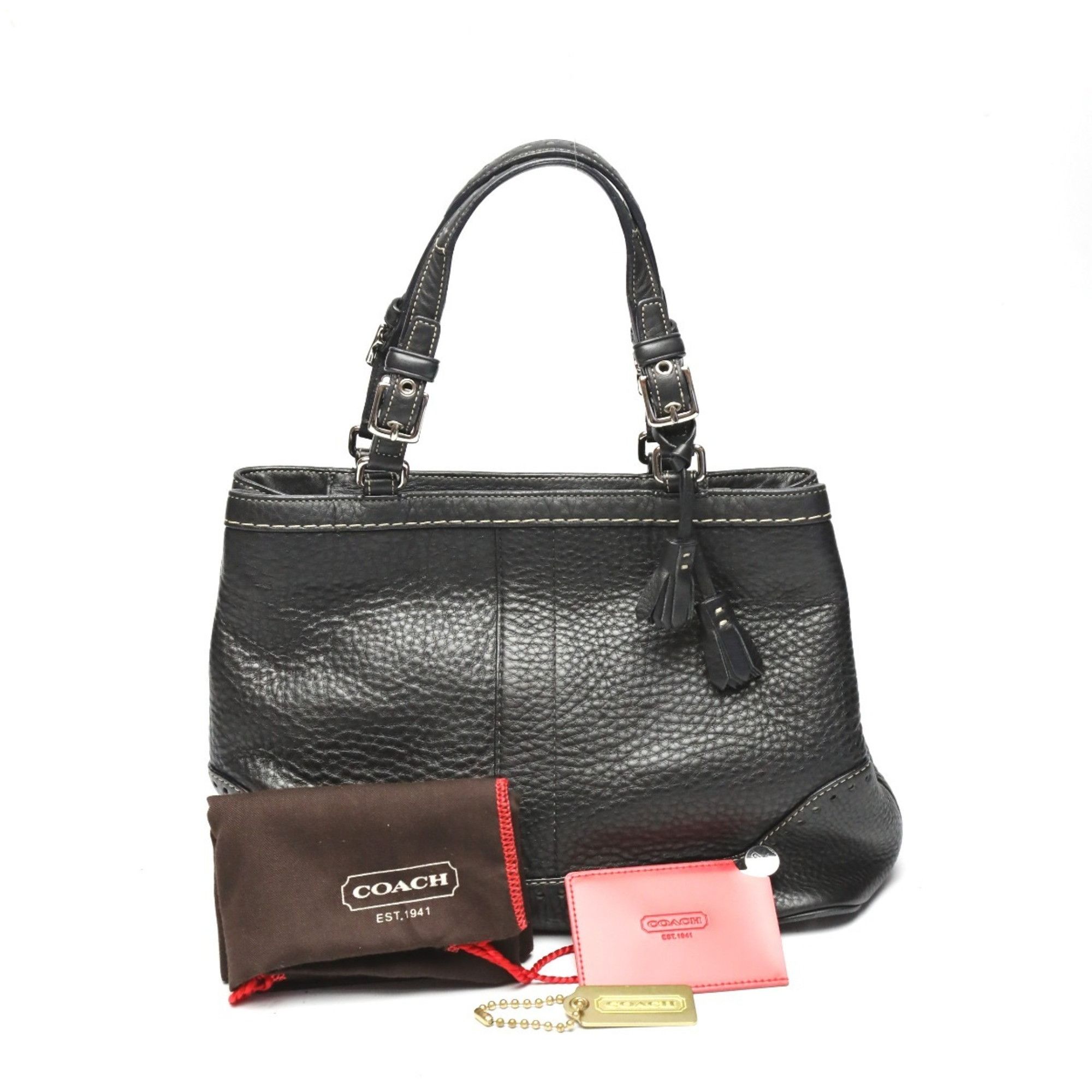 Coach COACH Hamptons Leather 5055 Handbag Black Size ONE SIZE - 2 Thumbnail