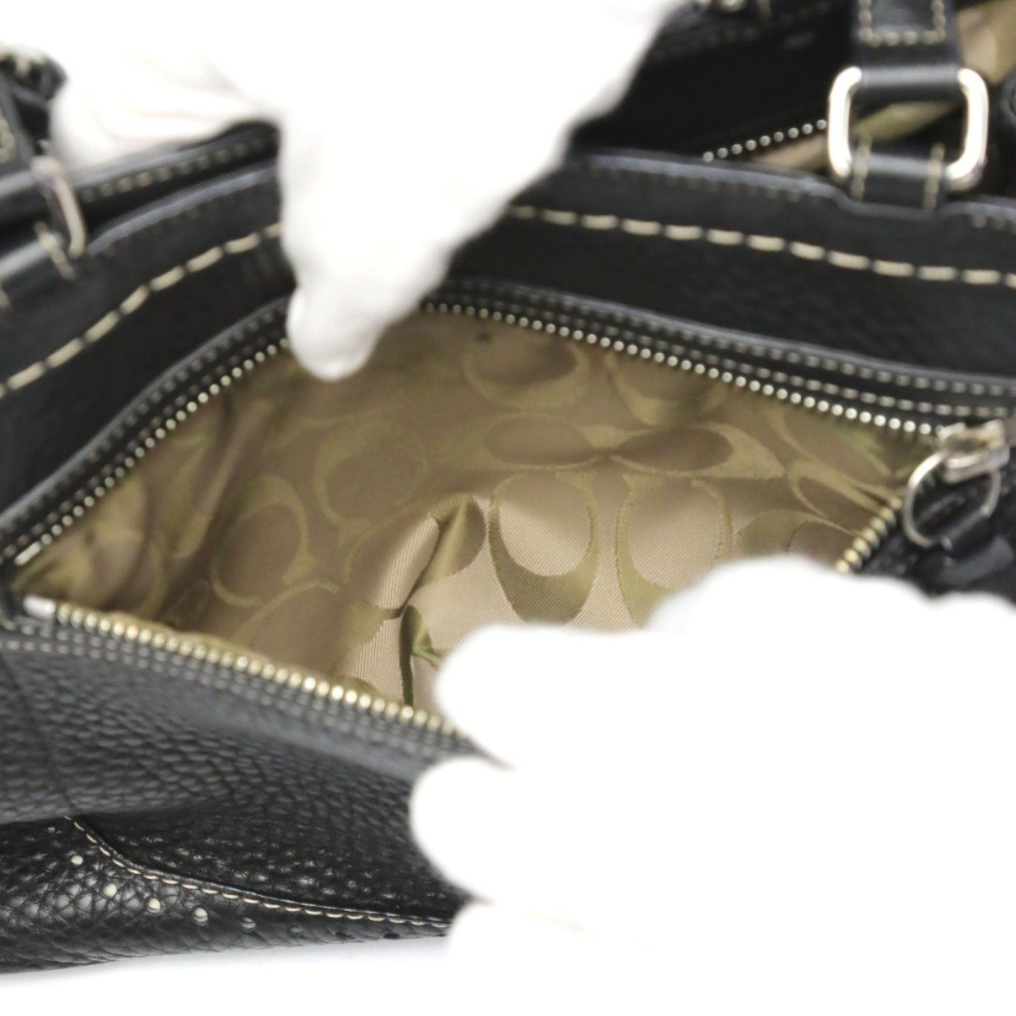 Coach COACH Hamptons Leather 5055 Handbag Black Size ONE SIZE - 18 Thumbnail