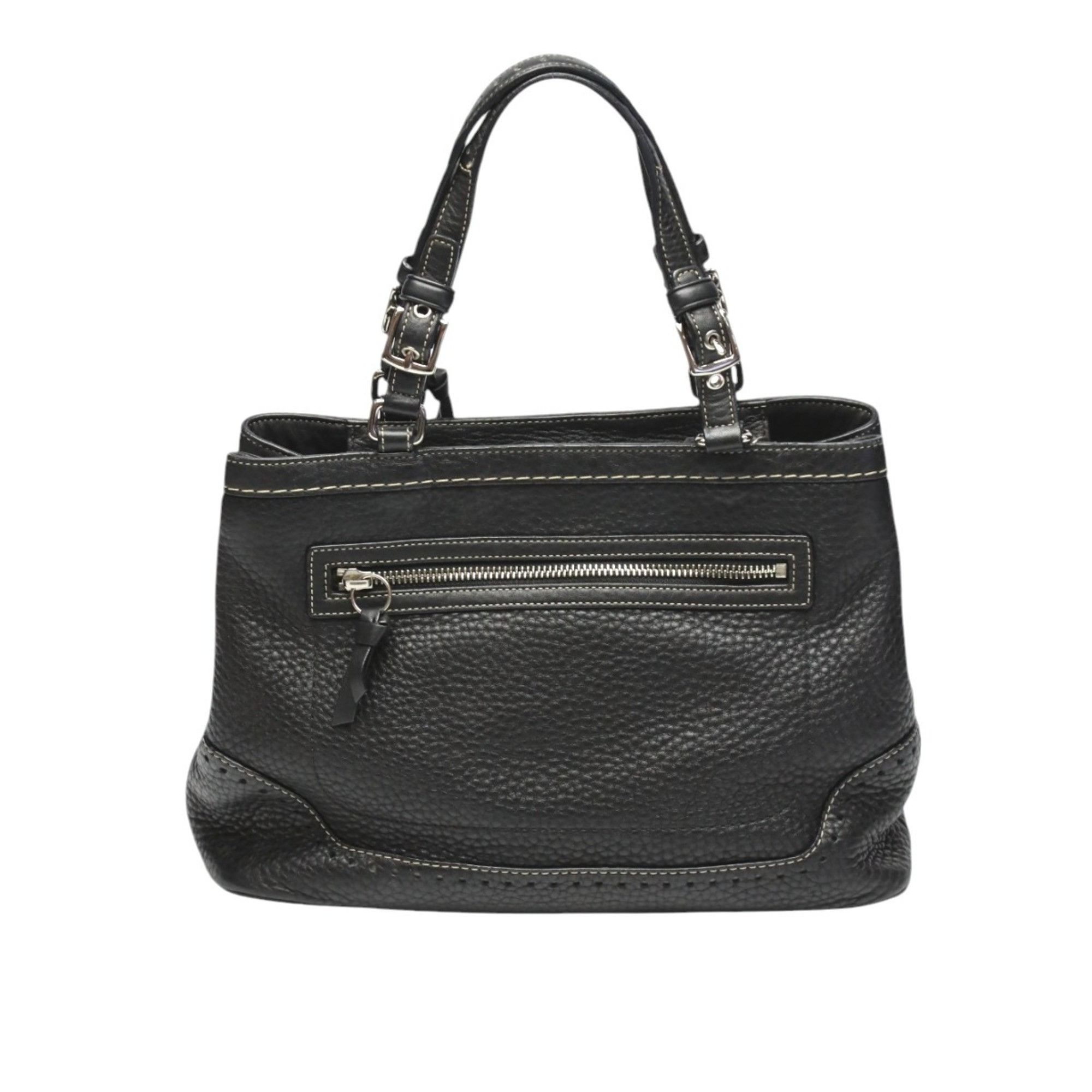 Coach COACH Hamptons Leather 5055 Handbag Black Size ONE SIZE - 3 Thumbnail