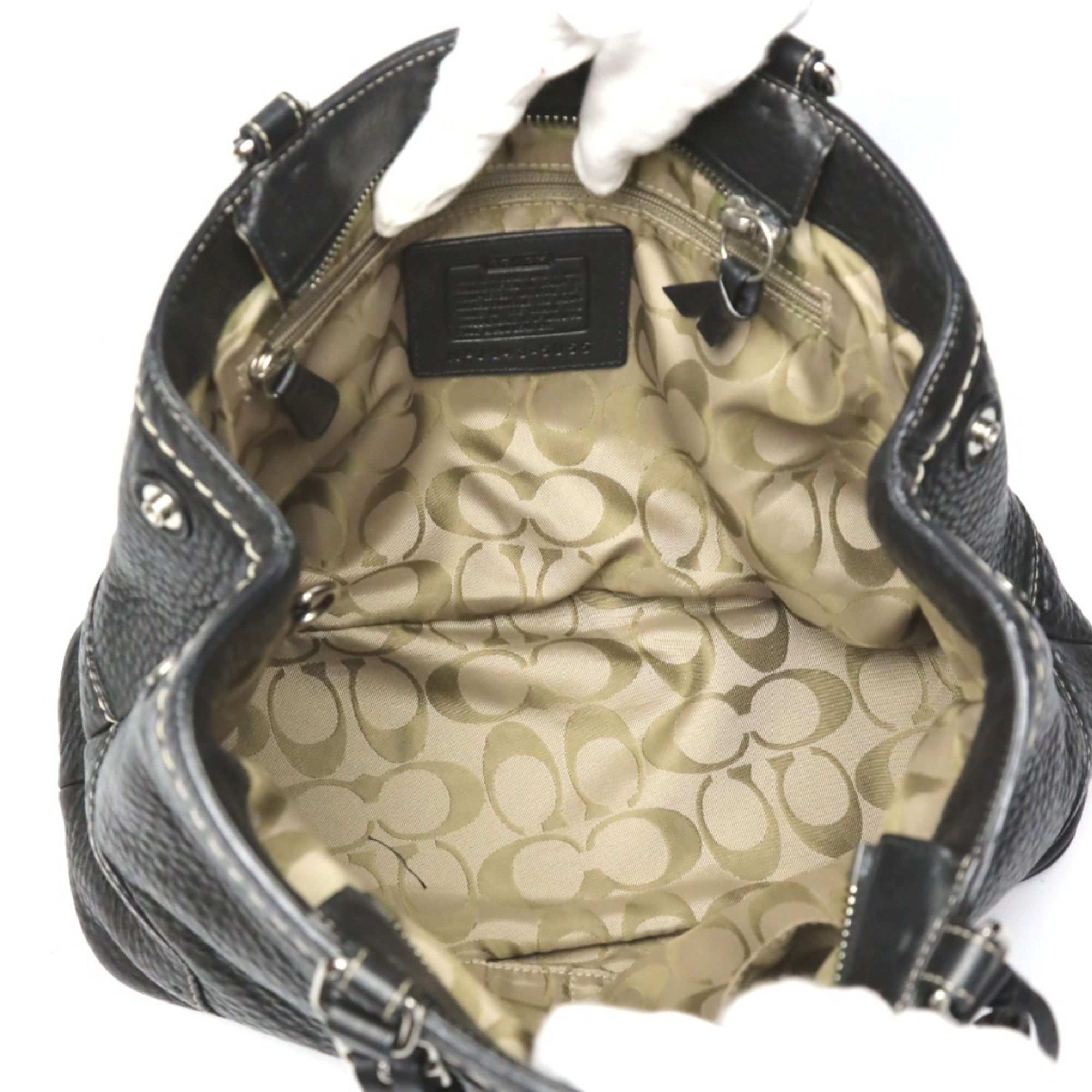 Coach COACH Hamptons Leather 5055 Handbag Black Size ONE SIZE - 12 Thumbnail