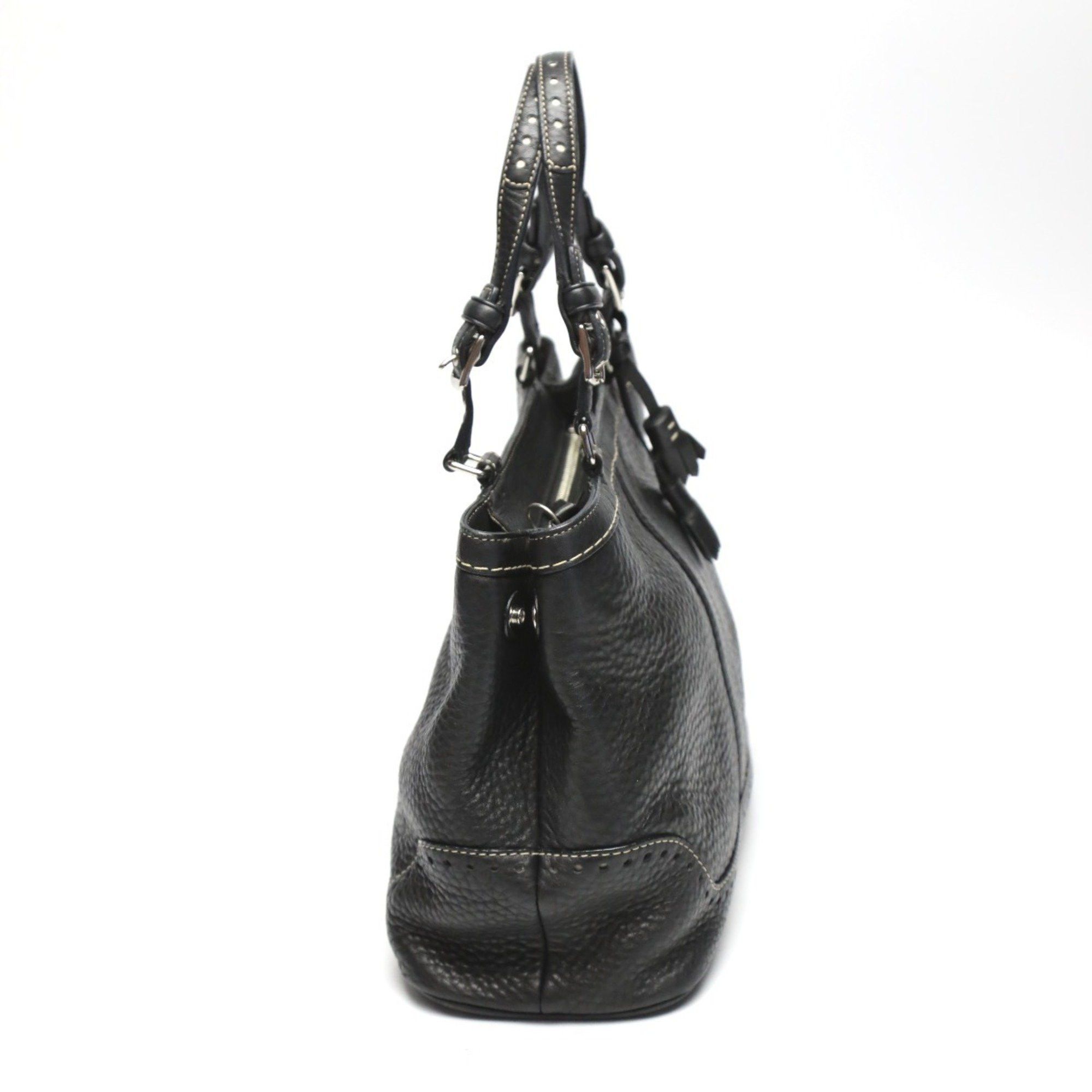 Coach COACH Hamptons Leather 5055 Handbag Black Size ONE SIZE - 5 Thumbnail