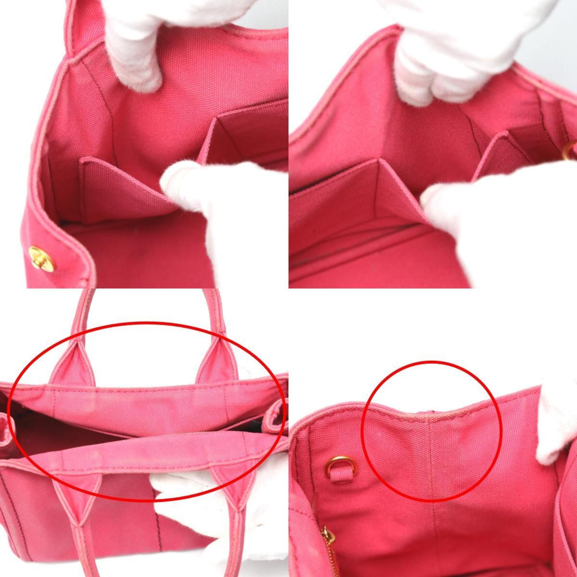 Prada PRADA Tote Bag Handbag Canapa Canvas 1BG439 Pink Size ONE SIZE - 18 Thumbnail