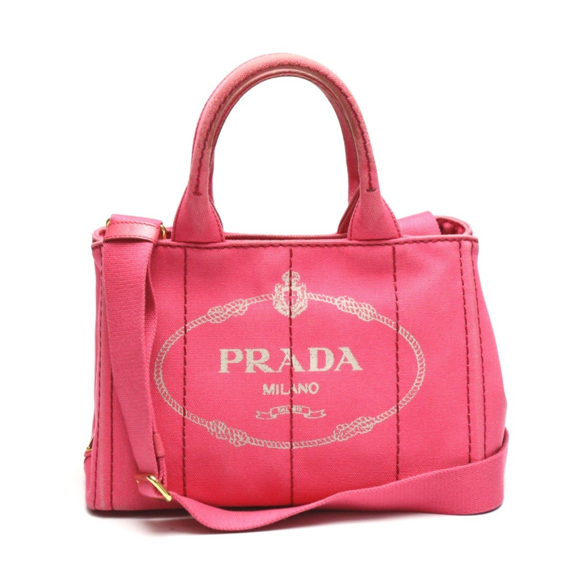 Prada PRADA Tote Bag Handbag Canapa Canvas 1BG439 Pink Size ONE SIZE - 2 Thumbnail