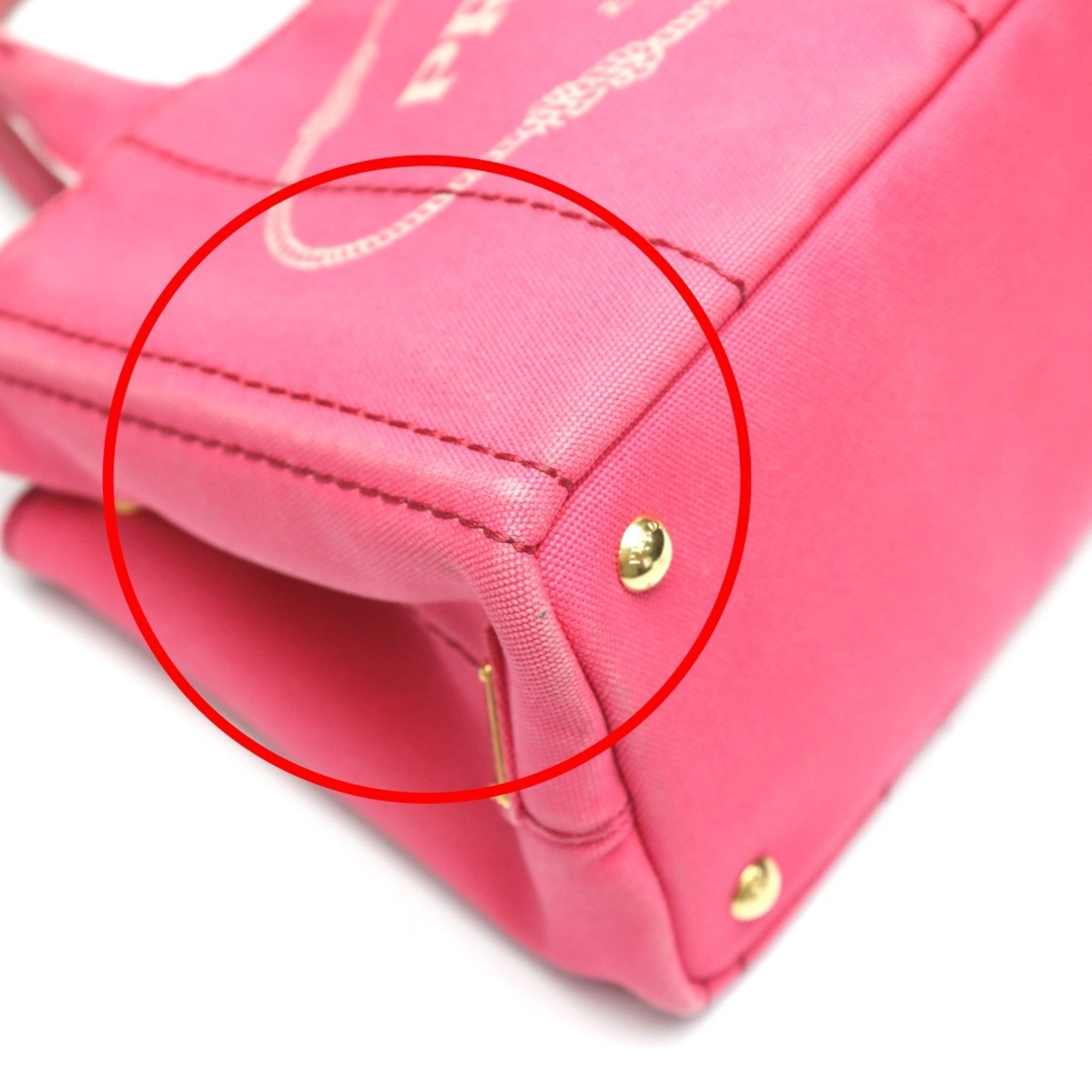Prada PRADA Tote Bag Handbag Canapa Canvas 1BG439 Pink Size ONE SIZE - 8 Thumbnail