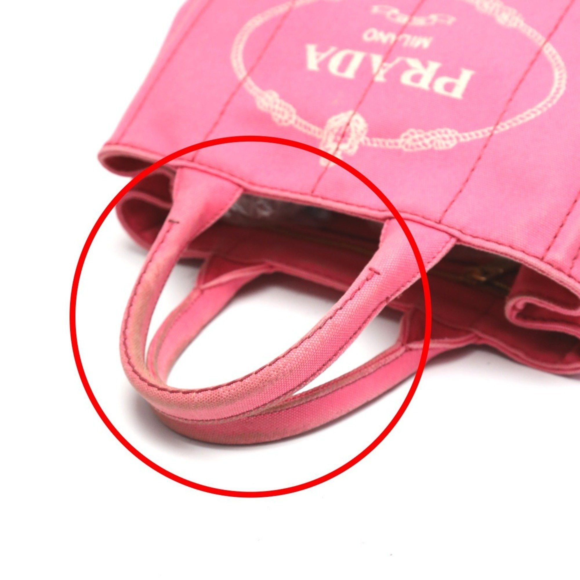 Prada PRADA Tote Bag Handbag Canapa Canvas 1BG439 Pink Size ONE SIZE - 12 Thumbnail