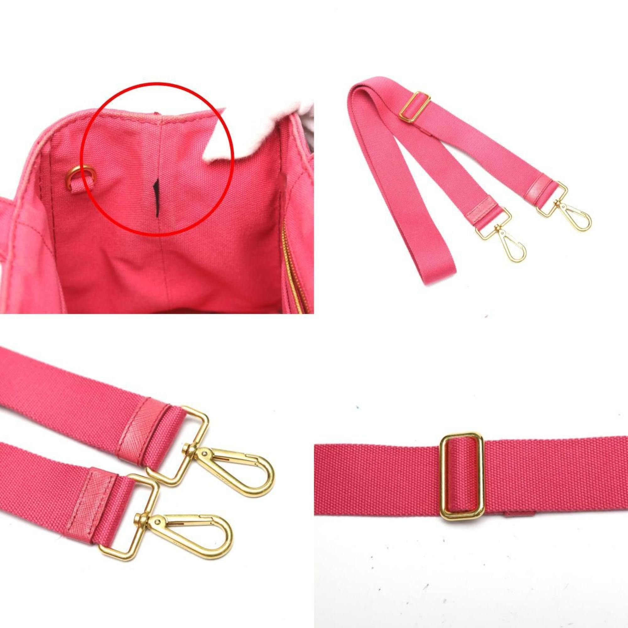 Prada PRADA Tote Bag Handbag Canapa Canvas 1BG439 Pink Size ONE SIZE - 19 Thumbnail