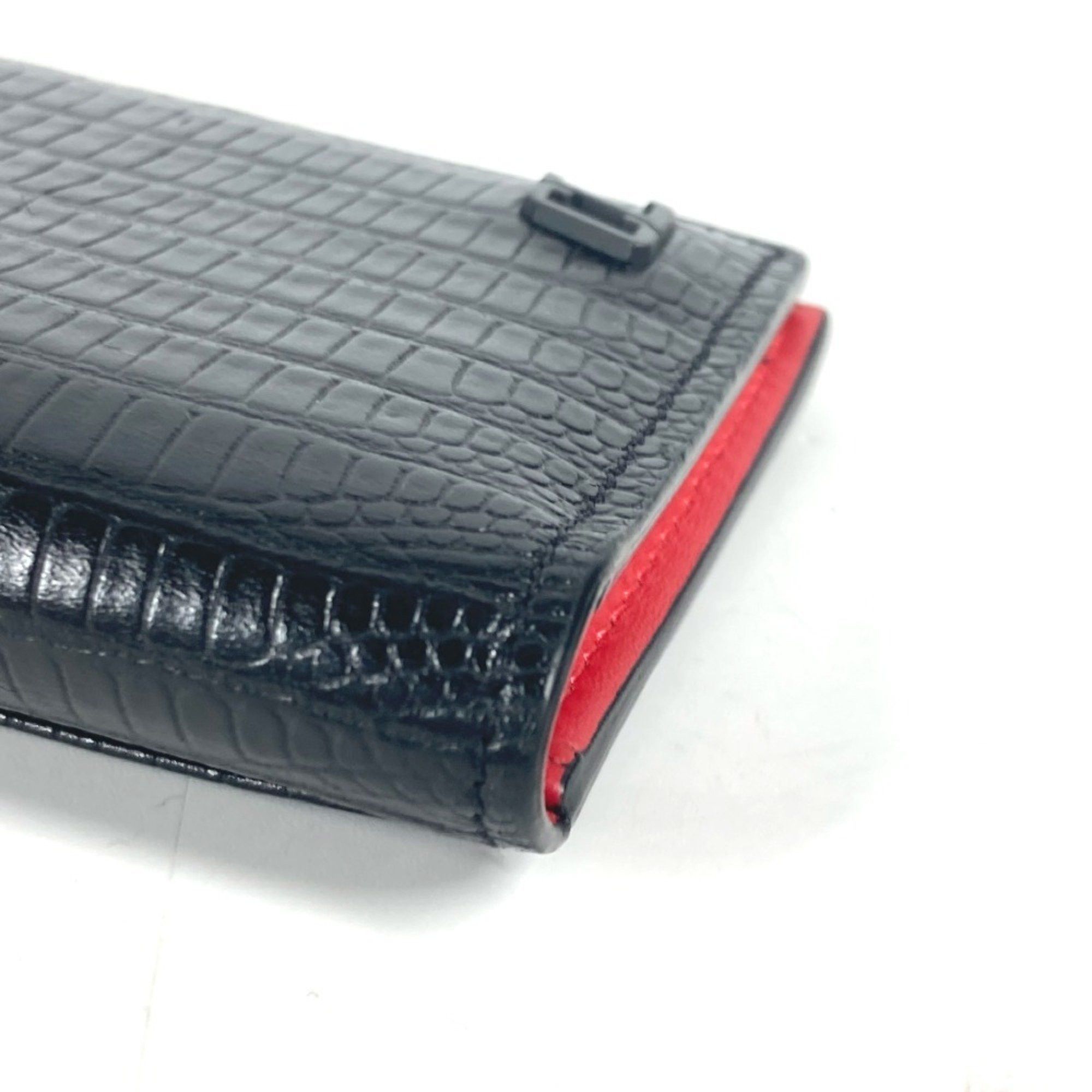 Christian Louboutin Christian Louboutin Business Card Holder Pass Case CL Bi-fold Holder/Card Leather Men's Black Size ONE SIZE - 6 Thumbnail