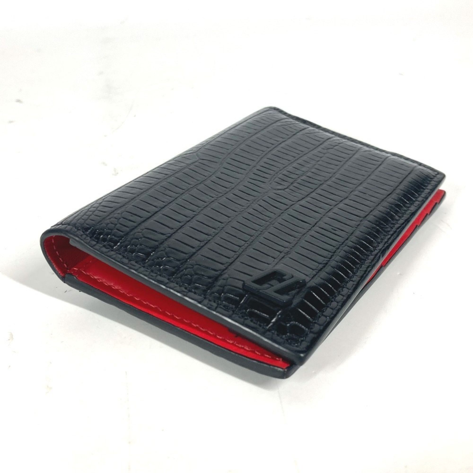 Christian Louboutin Christian Louboutin Business Card Holder Pass Case CL Bi-fold Holder/Card Leather Men's Black Size ONE SIZE - 3 Thumbnail