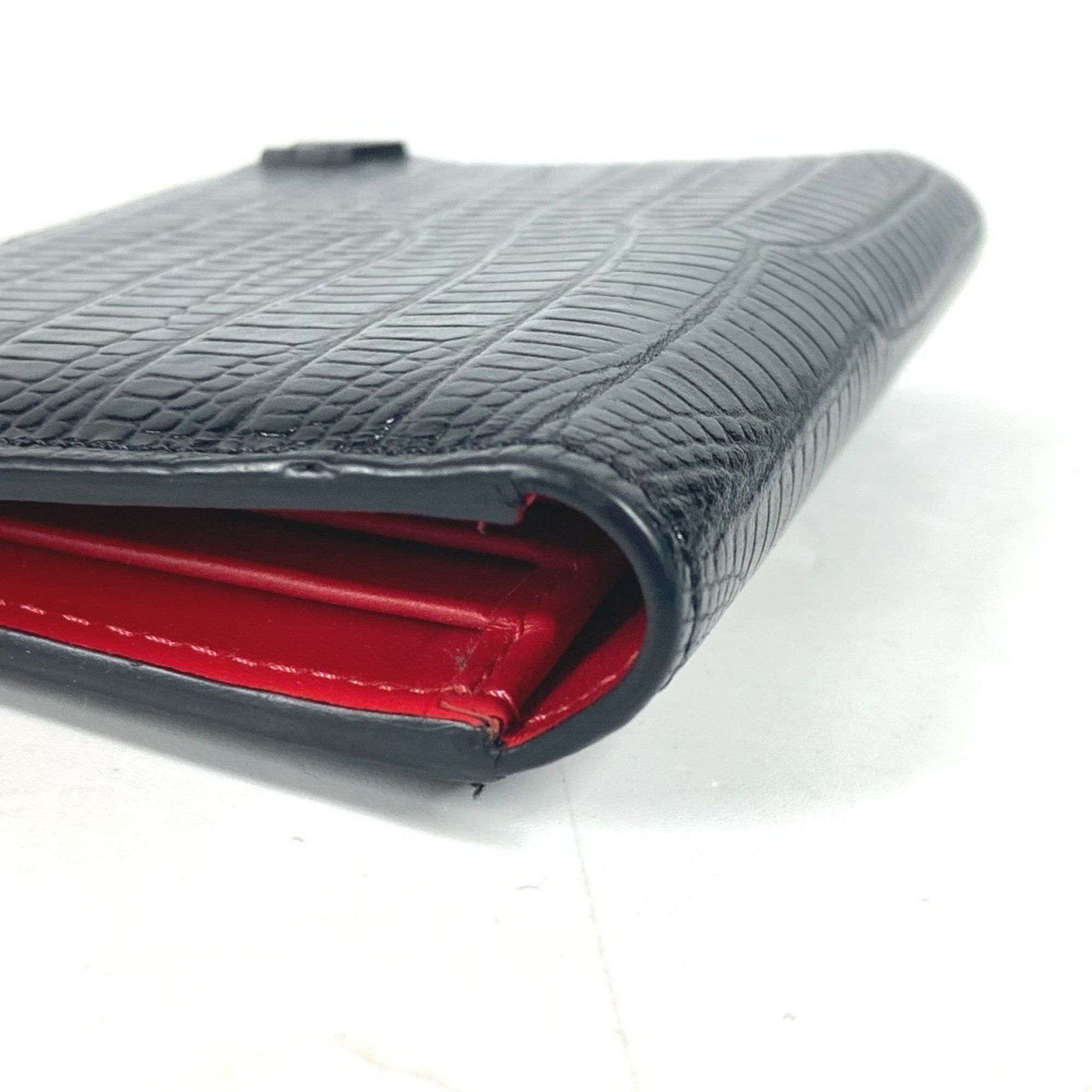 Christian Louboutin Christian Louboutin Business Card Holder Pass Case CL Bi-fold Holder/Card Leather Men's Black Size ONE SIZE - 5 Thumbnail