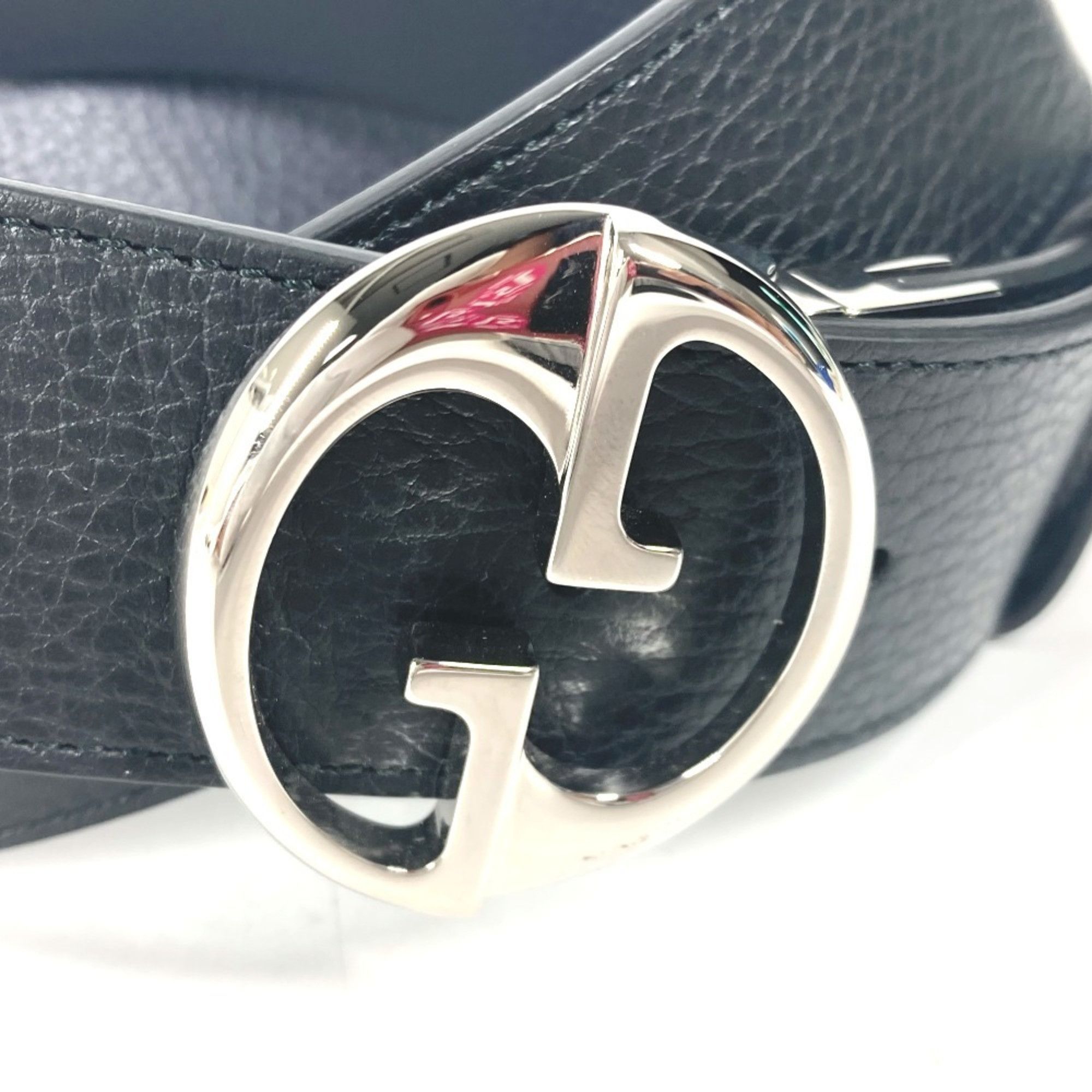 Gucci GUCCI 449715 GG Bicolor Belt Leather Men's Black Size ONE SIZE - 5 Thumbnail