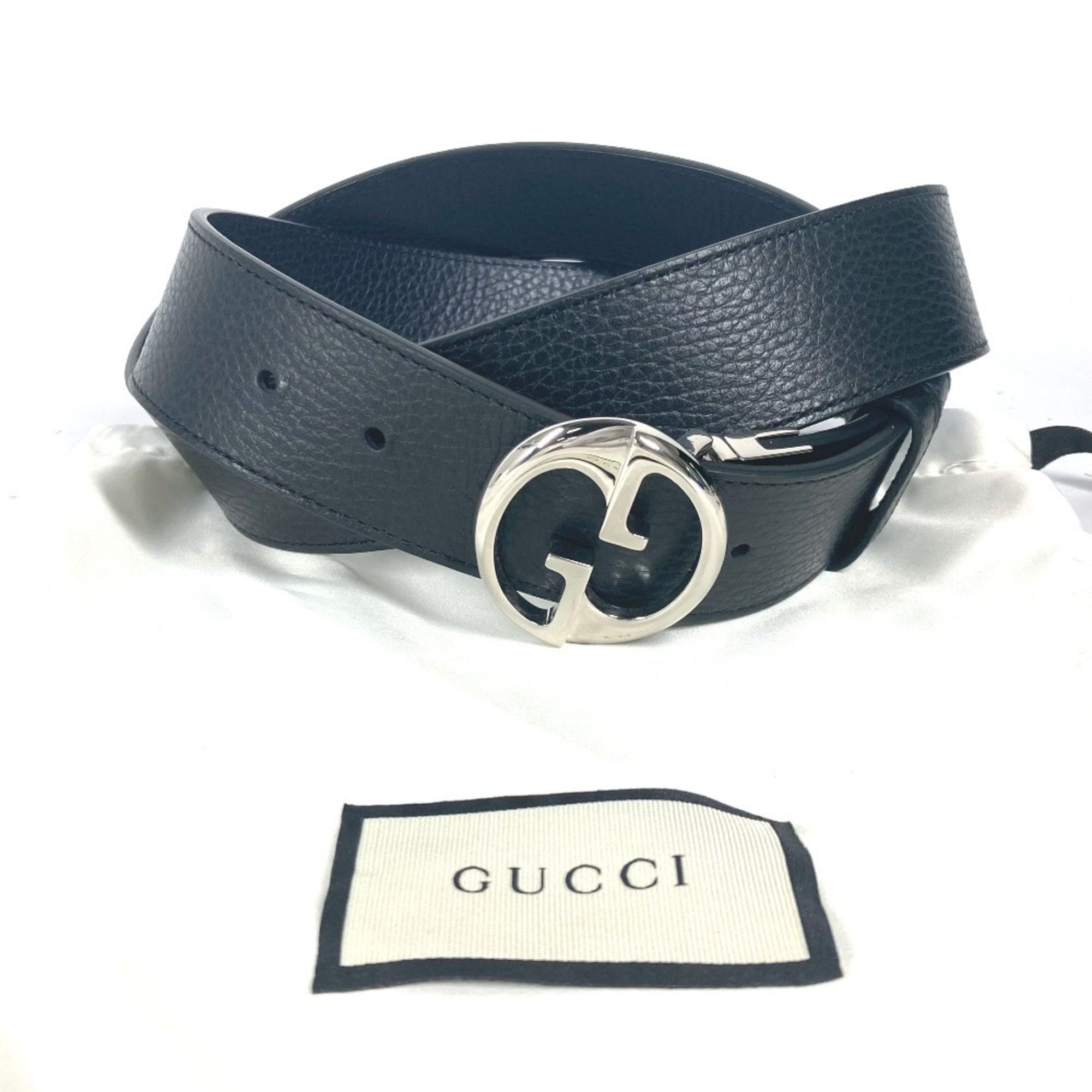 Gucci GUCCI 449715 GG Bicolor Belt Leather Men's Black Size ONE SIZE - 8 Thumbnail