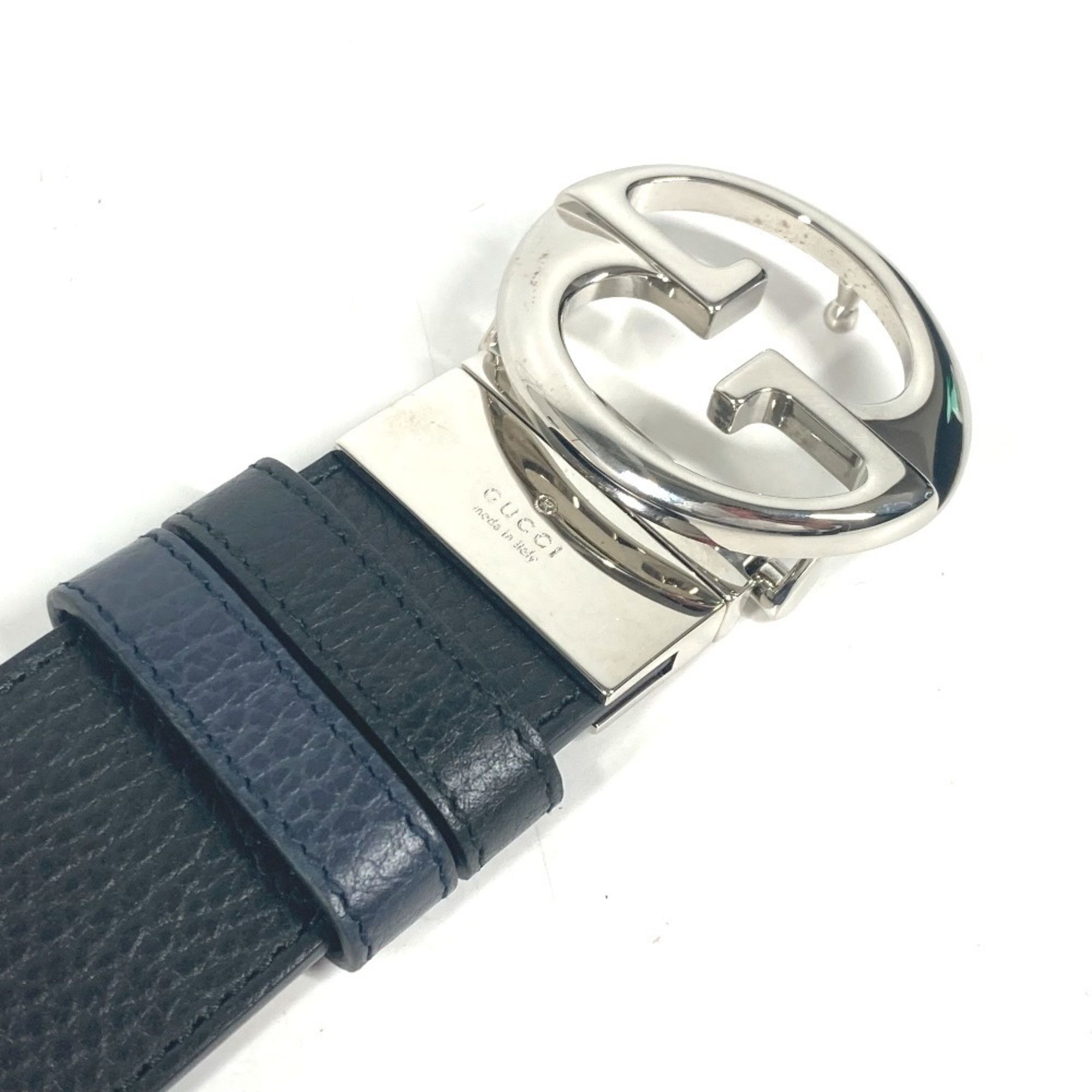 Gucci GUCCI 449715 GG Bicolor Belt Leather Men's Black Size ONE SIZE - 9 Thumbnail