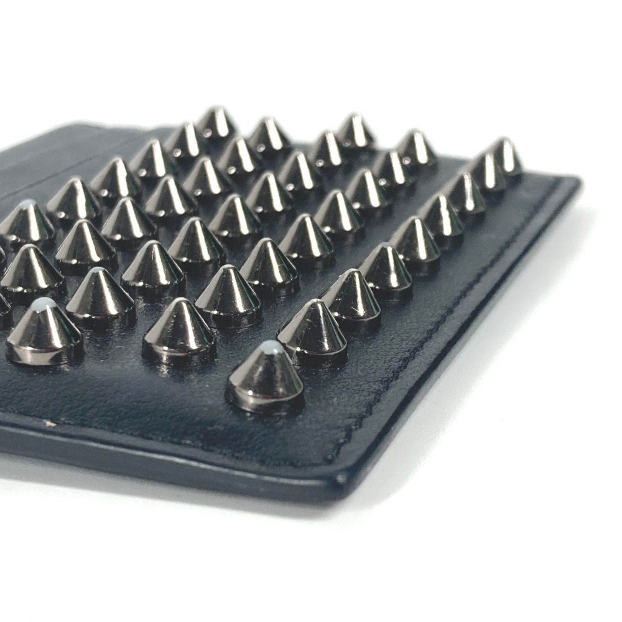 Christian Louboutin Christian Louboutin Studded Business Card Holder, Pass Case, Leather, Men's, Women's, Black Size ONE SIZE - 5 Thumbnail
