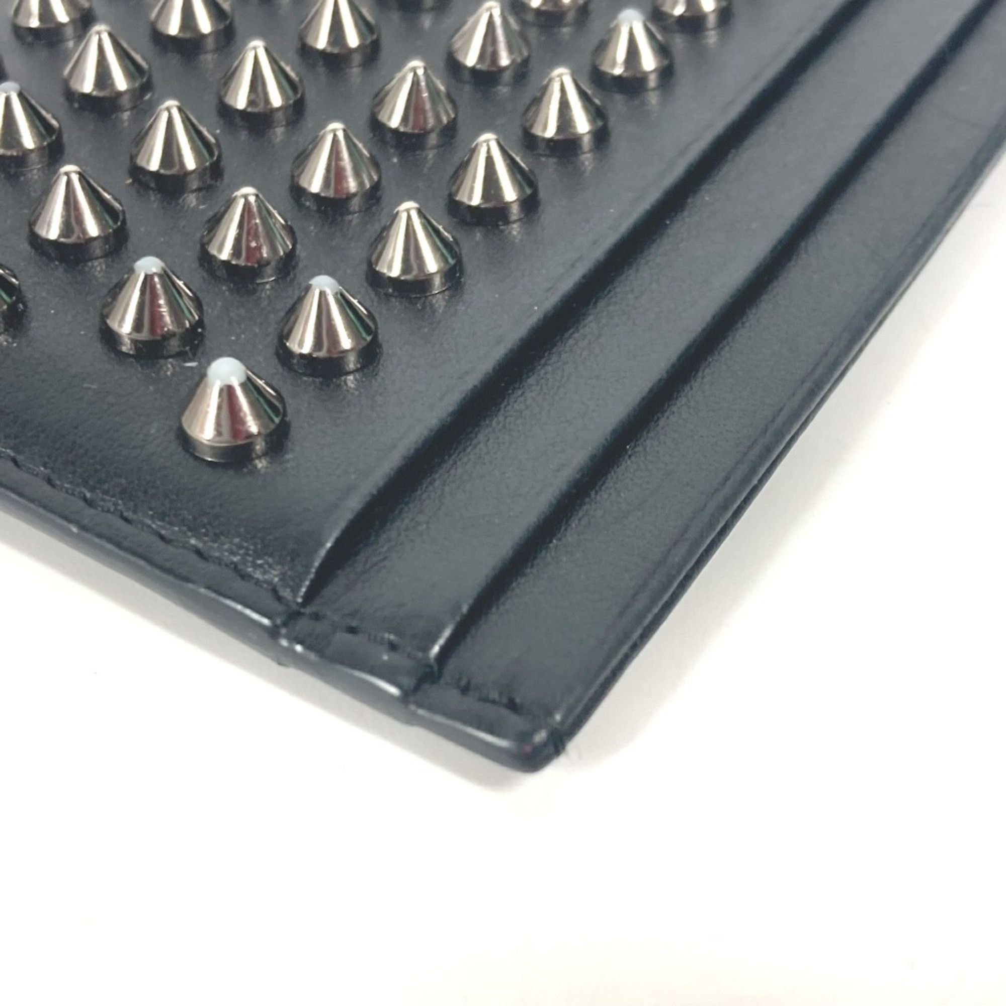 Christian Louboutin Christian Louboutin Studded Business Card Holder, Pass Case, Leather, Men's, Women's, Black Size ONE SIZE - 7 Thumbnail