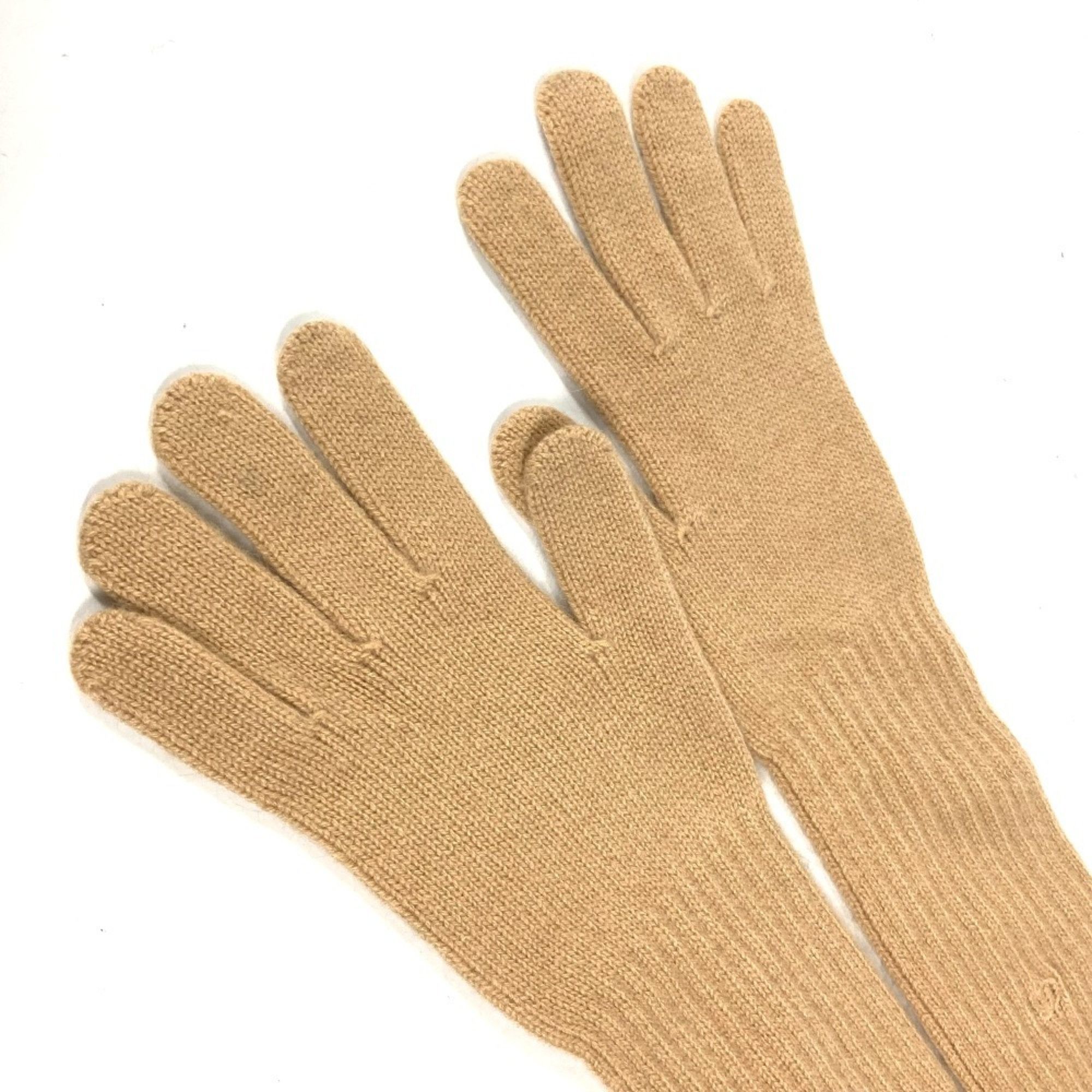 CHANEL CC Coco Mark Long Gloves Cashmere Women's Beige