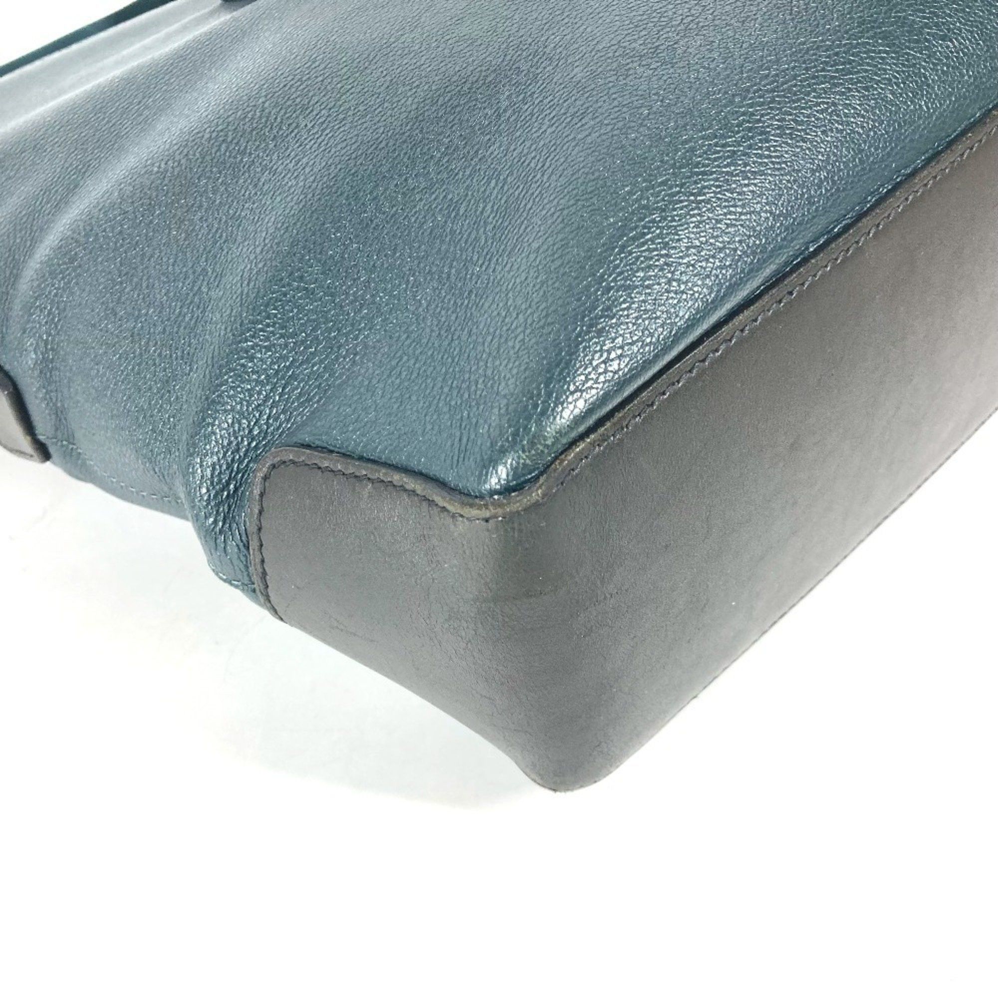 Hermes Hermes Bicolor Porto Document City News Bag Handbag Tote Leather Men's Green Size ONE SIZE - 7 Thumbnail