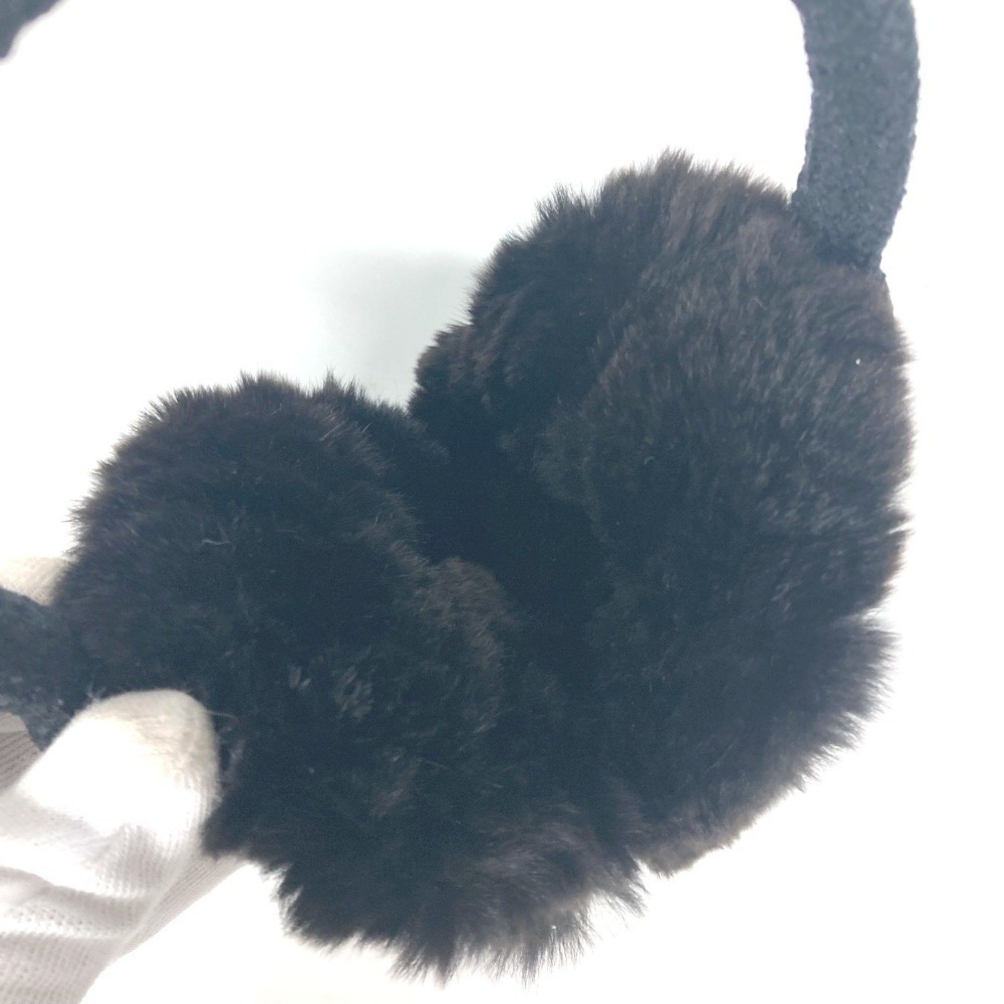 Chanel Chanel Earmuffs Ear Warmers Camellia Stone CC Coco Mark Scarf Fur Women's Black Size ONE SIZE - 9 Thumbnail