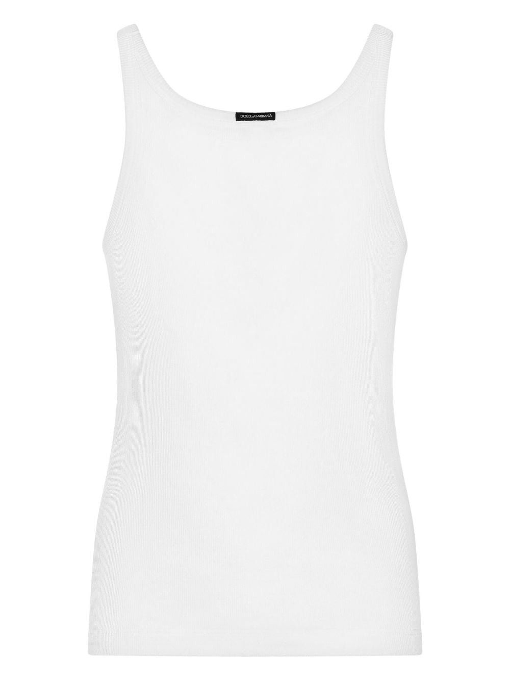 Dolce & Gabbana LOGO-PATCH COTTON TANK TOP Size ONE SIZE - 3 Thumbnail