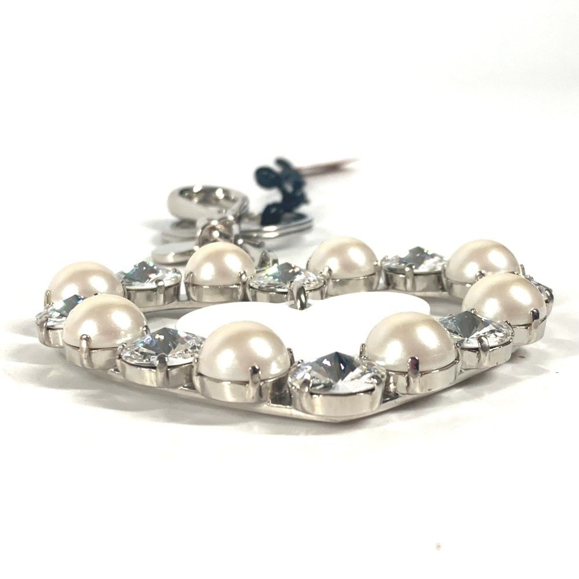 Miu Miu MIU Miu Rhinestone Heart Bag Charm Keychain Metal Women's Silver Size ONE SIZE - 7 Thumbnail
