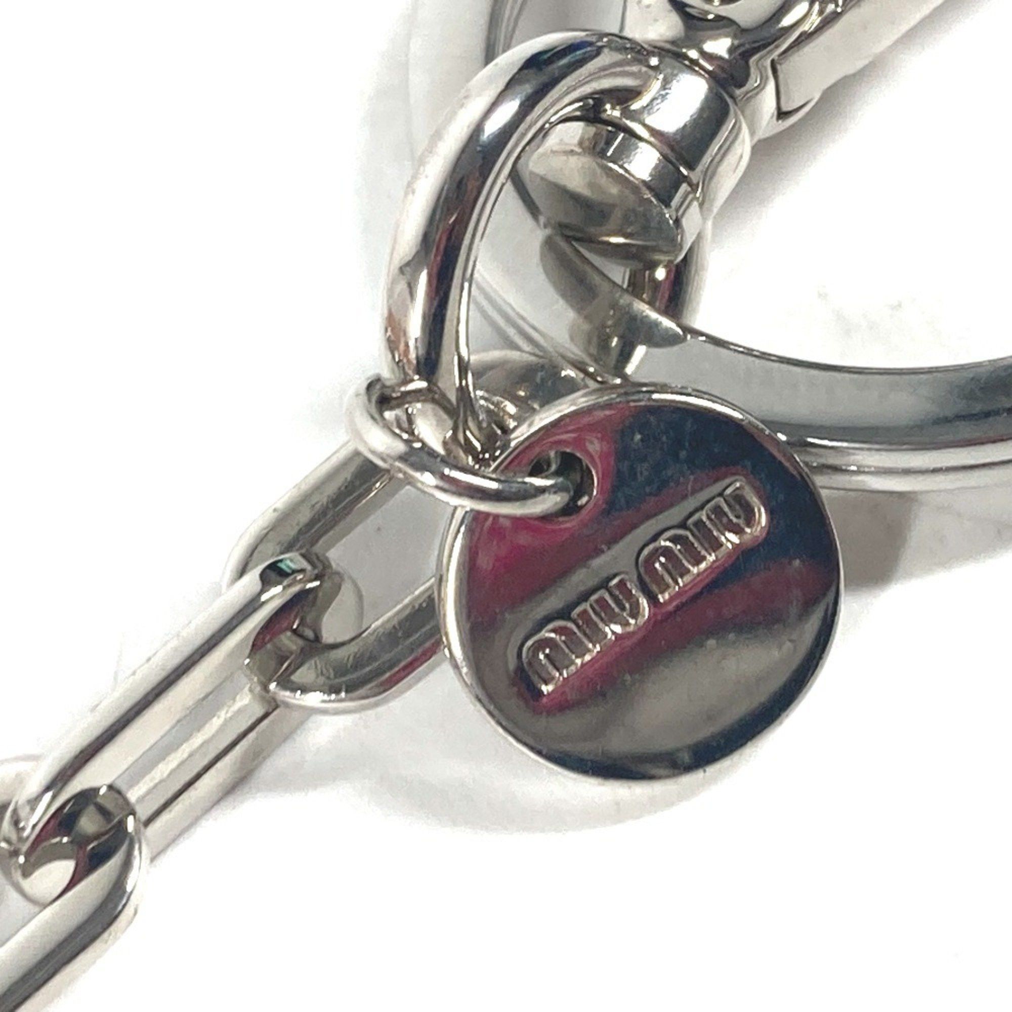 Miu Miu MIU Miu Rhinestone Heart Bag Charm Keychain Metal Women's Silver Size ONE SIZE - 9 Thumbnail