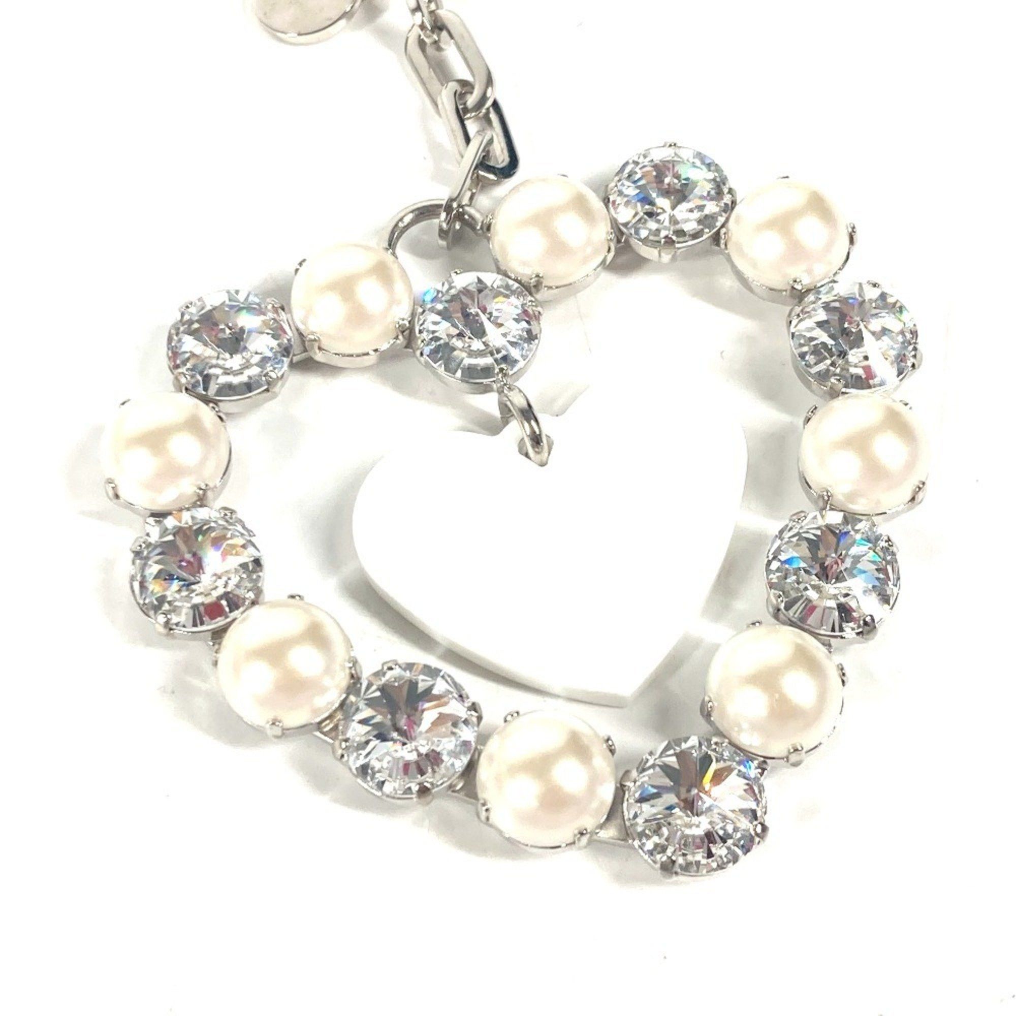 Miu Miu MIU Miu Rhinestone Heart Bag Charm Keychain Metal Women's Silver Size ONE SIZE - 2 Thumbnail