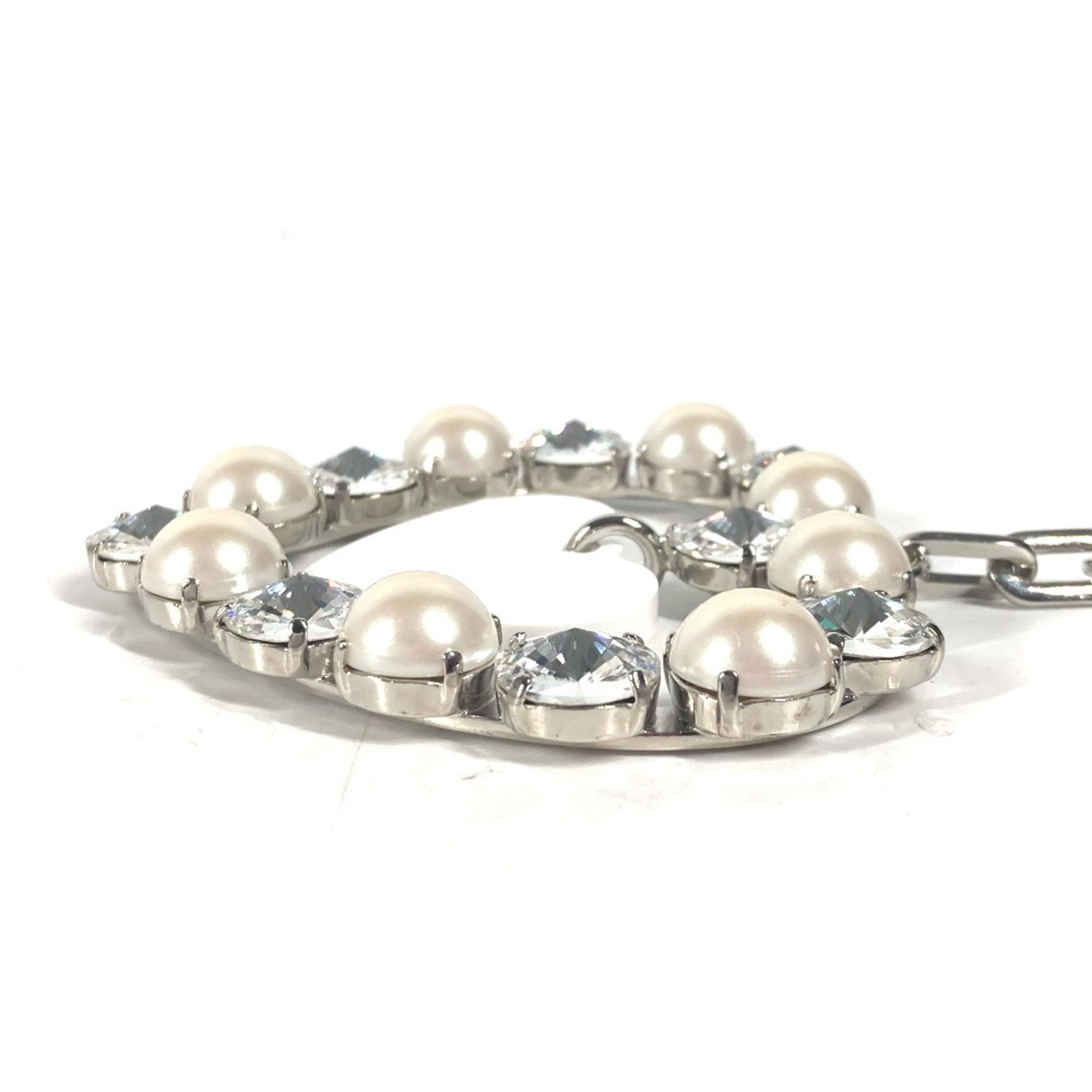 Miu Miu MIU Miu Rhinestone Heart Bag Charm Keychain Metal Women's Silver Size ONE SIZE - 6 Thumbnail