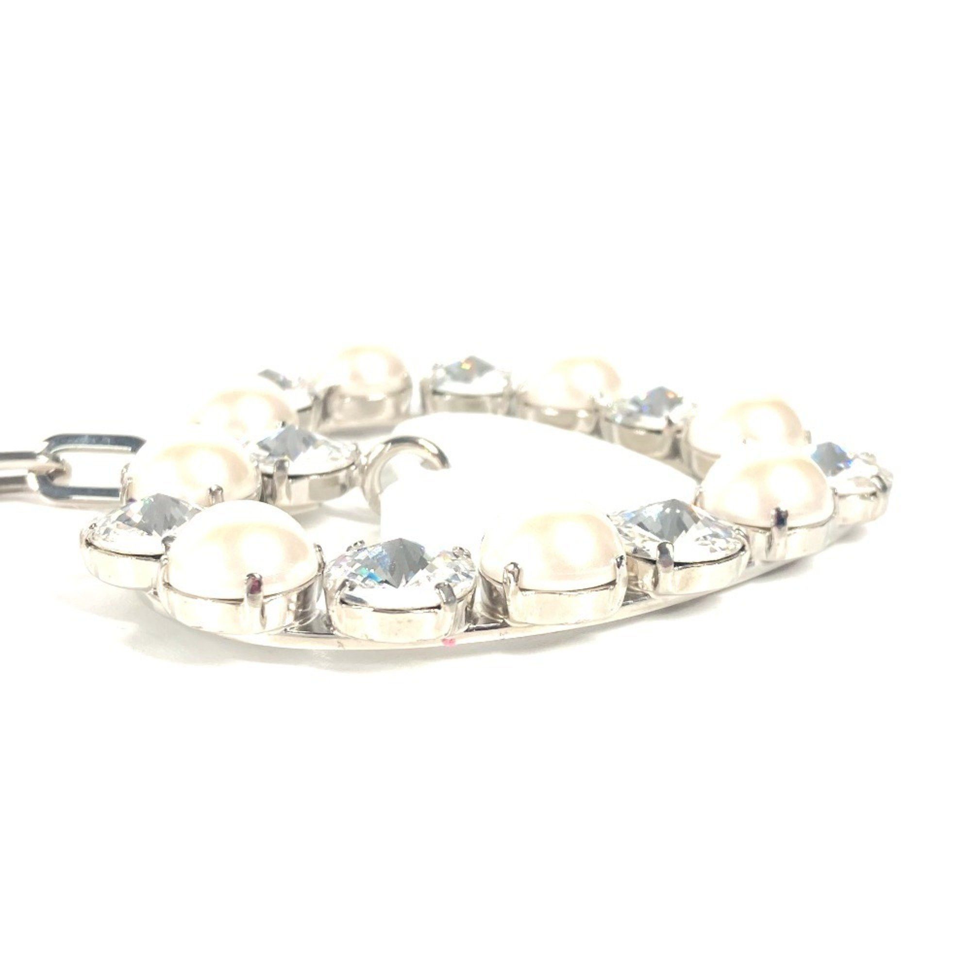 Miu Miu MIU Miu Rhinestone Heart Bag Charm Keychain Metal Women's Silver Size ONE SIZE - 5 Thumbnail