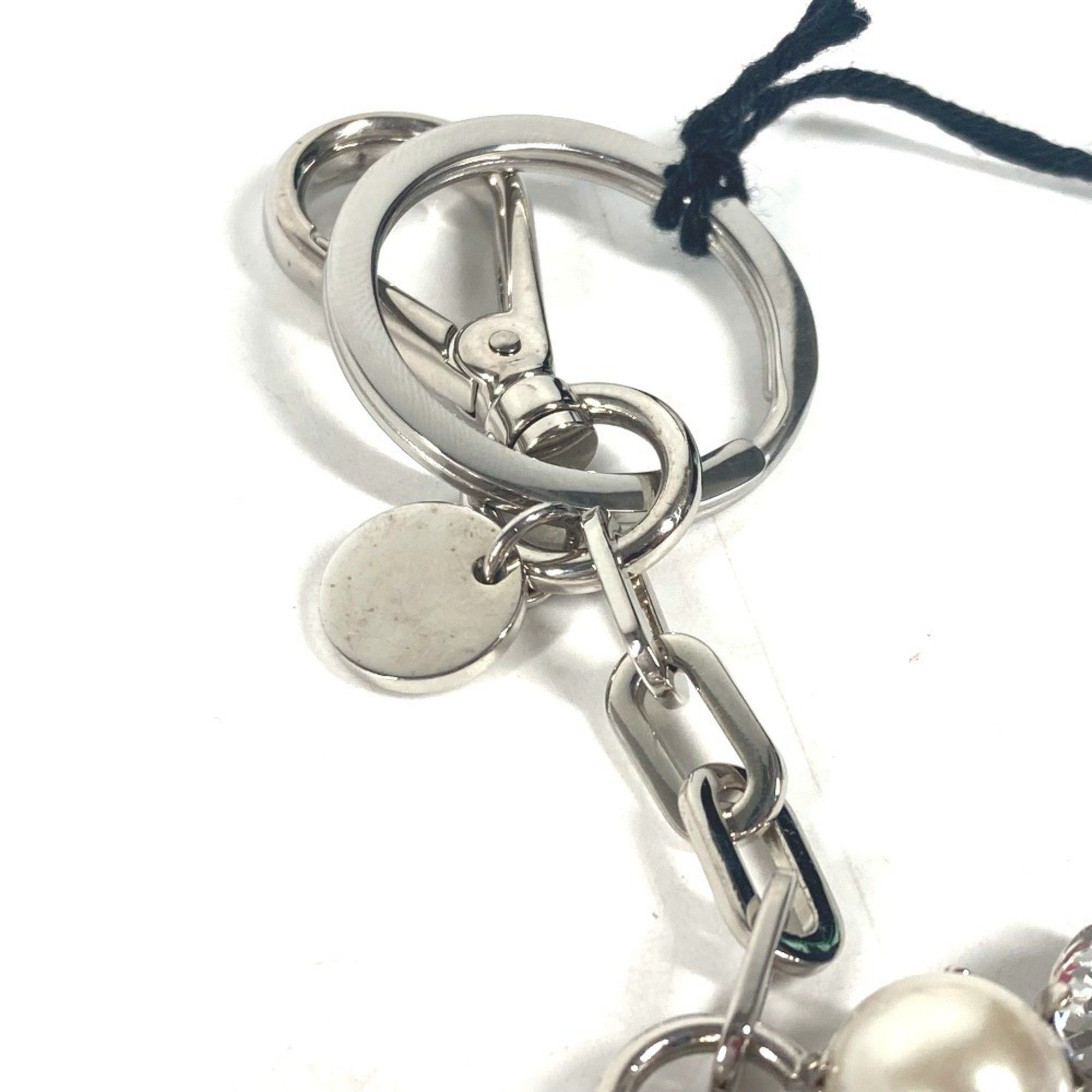 Miu Miu MIU Miu Rhinestone Heart Bag Charm Keychain Metal Women's Silver Size ONE SIZE - 3 Thumbnail