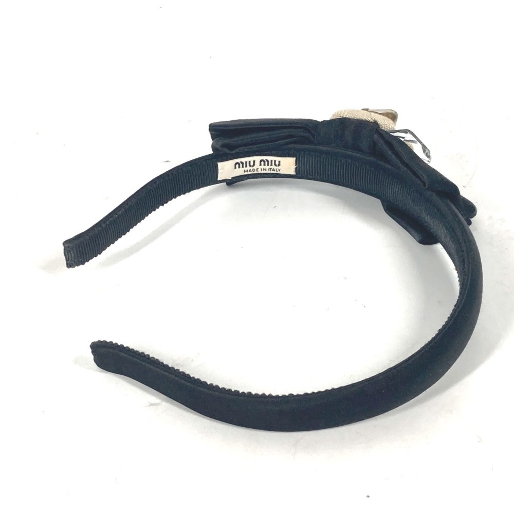 Miu Miu MIU Crystal Hairband Headband Satin Women's Black
