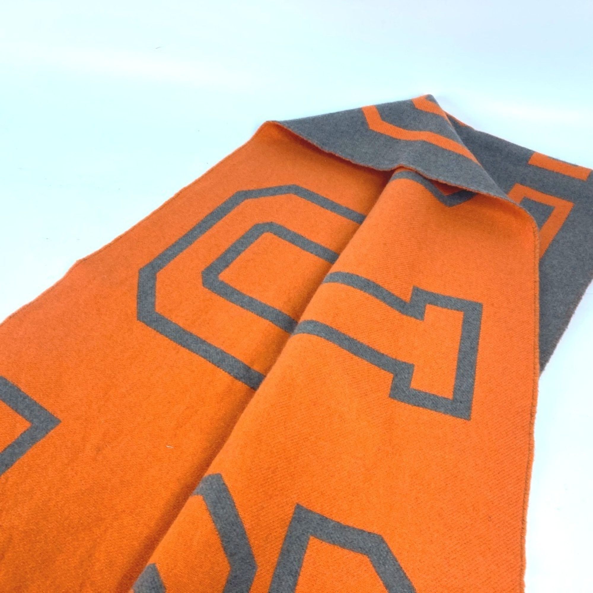 Louis Vuitton LOUIS VUITTON MP2153 Bicolor Echarpe City Fluo Scarf Wool Cashmere Men's Orange Size ONE SIZE - 8 Thumbnail