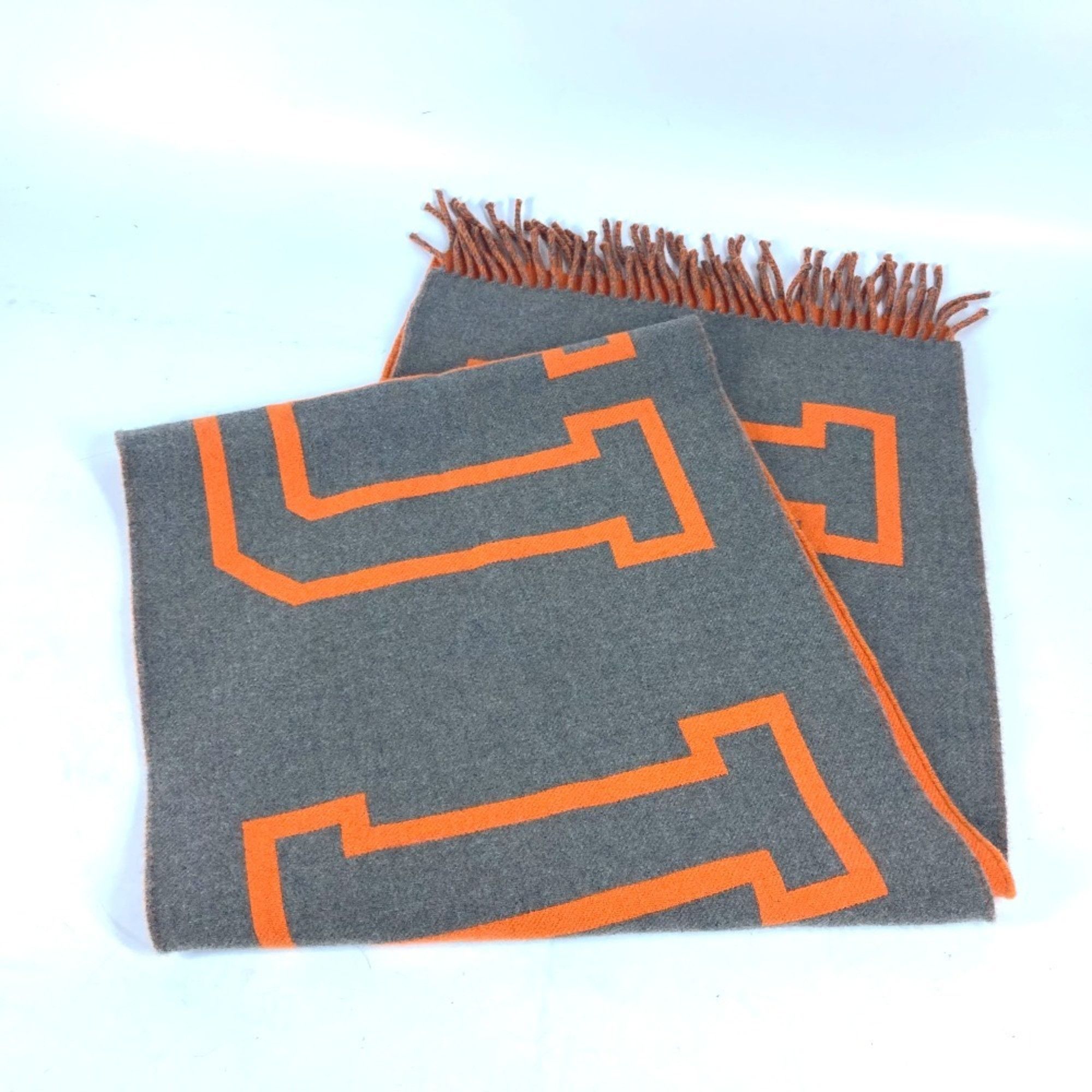 Louis Vuitton LOUIS VUITTON MP2153 Bicolor Echarpe City Fluo Scarf Wool Cashmere Men's Orange Size ONE SIZE - 2 Thumbnail