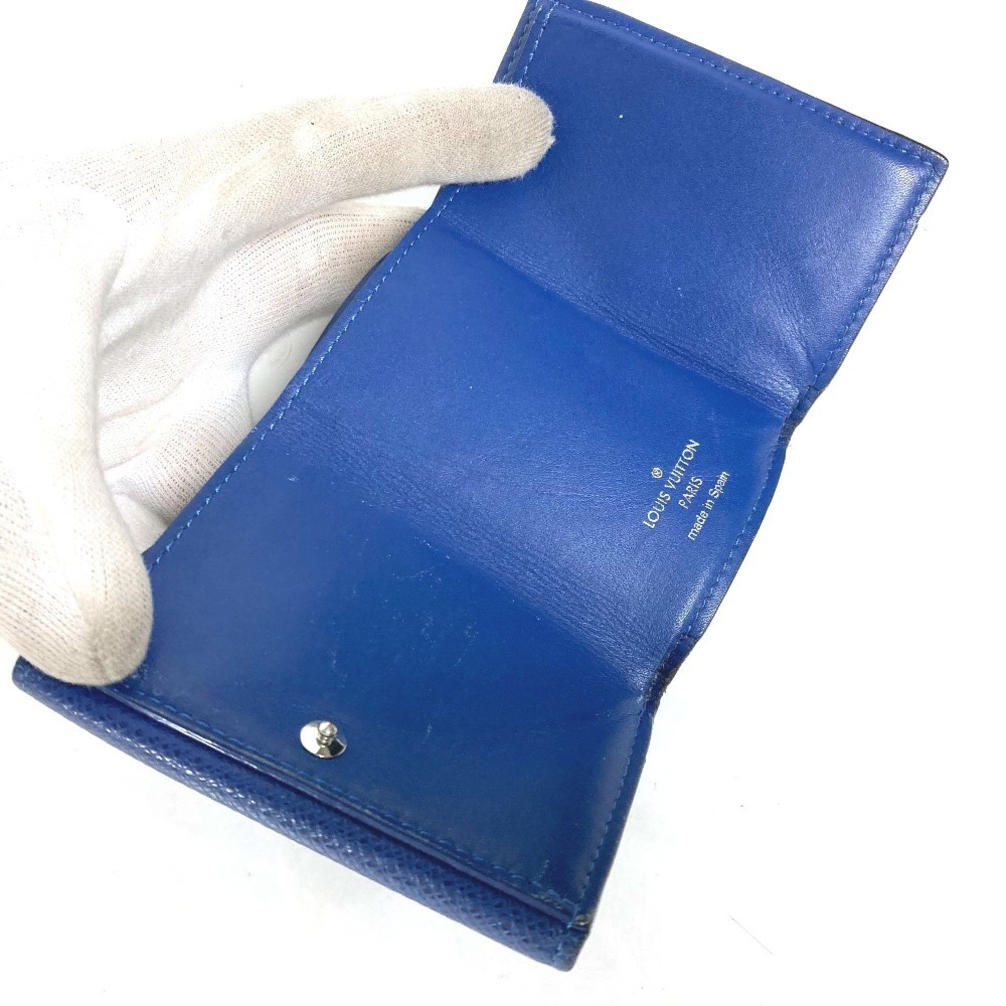 Louis Vuitton LOUIS VUITTON M67620 Taiga Rama Discovery Compact Wallet, Tri-fold Leather, Monogram Canvas, Men's, Blue Size ONE SIZE - 9 Thumbnail