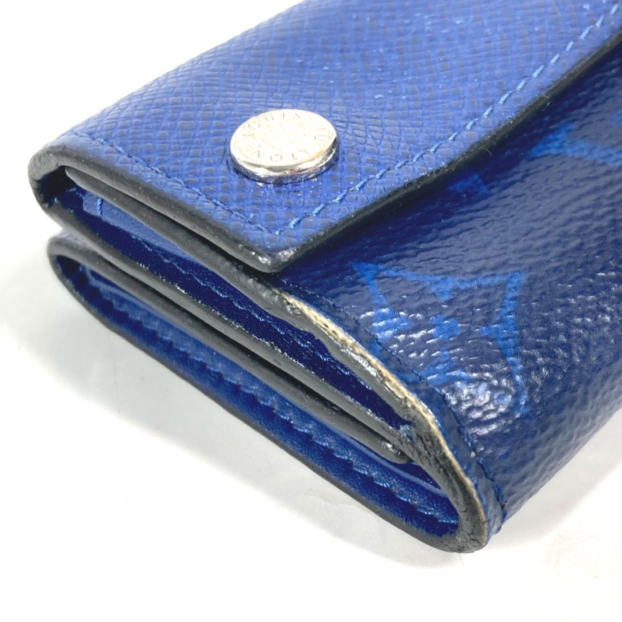 Louis Vuitton LOUIS VUITTON M67620 Taiga Rama Discovery Compact Wallet, Tri-fold Leather, Monogram Canvas, Men's, Blue Size ONE SIZE - 6 Thumbnail