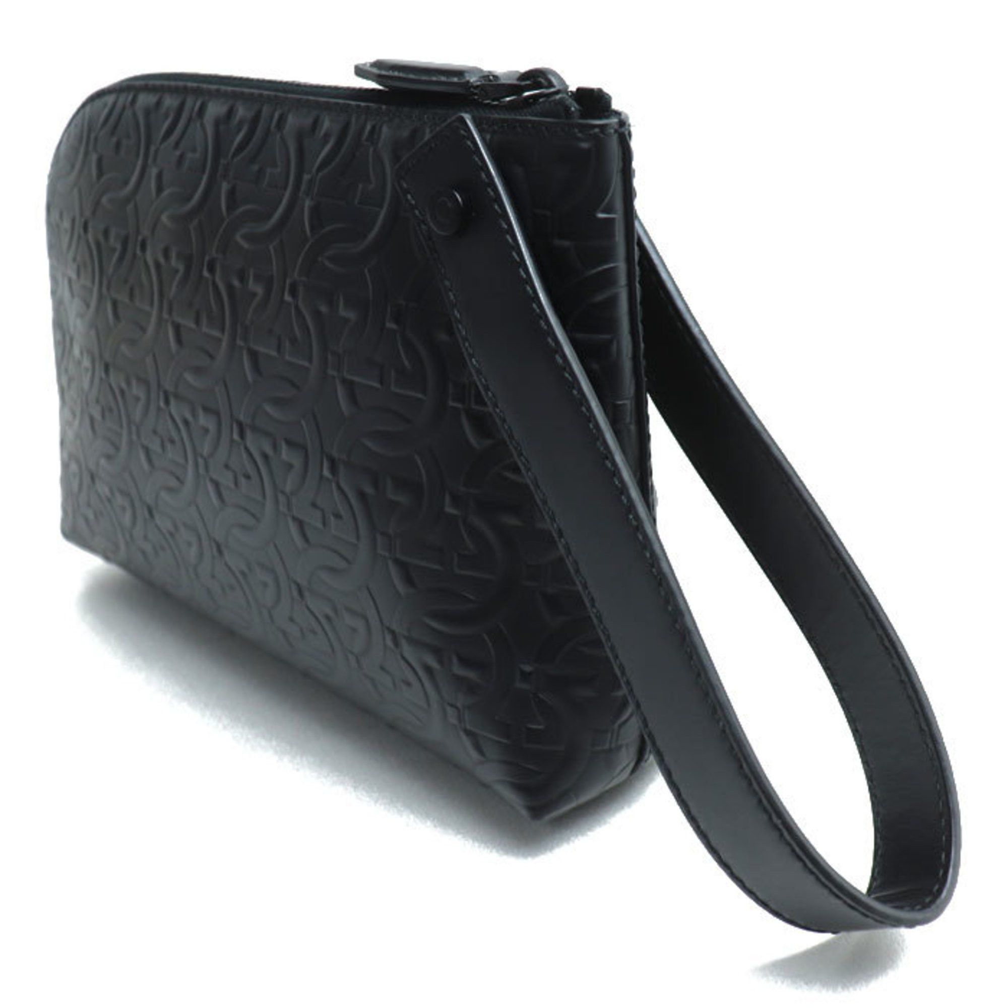 Salvatore Ferragamo Salvatore Ferragamo Gancini Monogram Pouch Clutch Bag Black FZ-24 1206 Men's Size ONE SIZE - 2 Thumbnail