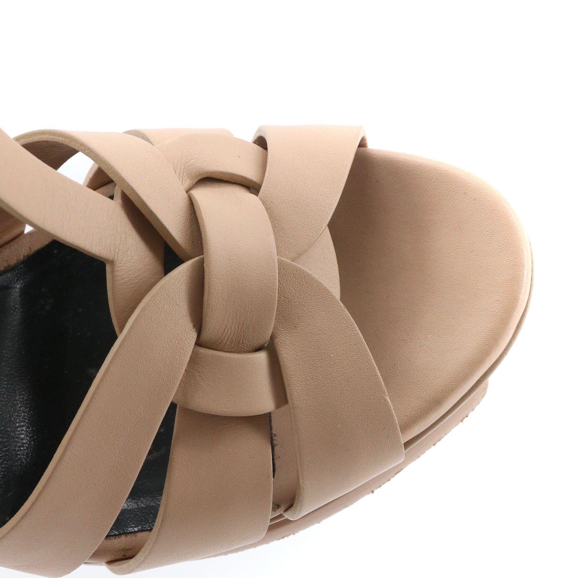Saint Laurent Paris SAINT LAURENT - Saint Laurent Tribute platform sandals in beige smooth leather (T37) Size US 6 / IT 36 - 4 Thumbnail